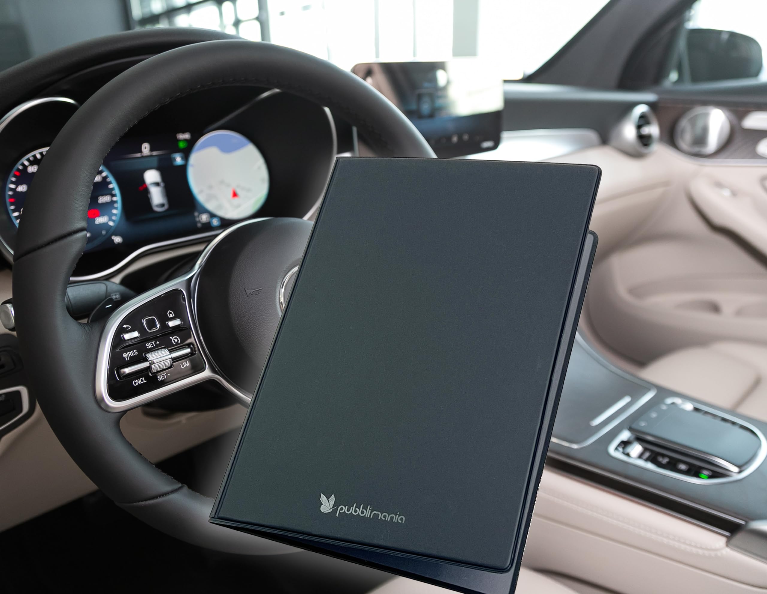 Portadocumenti Auto Moto chiusura a due ante Made in Italy Nero per libretto card assicurazione