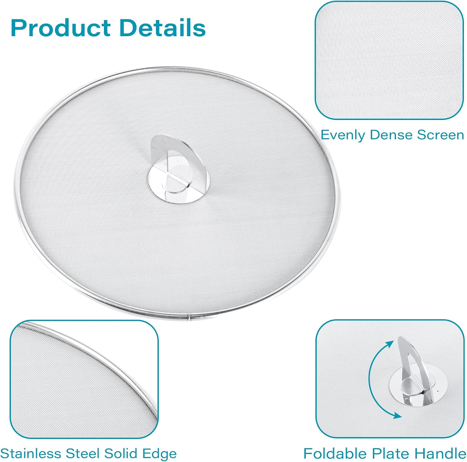 Splatter Screen for Cooking, Grease Splatter Guard Frying Pan with Foldable Knop Plate, Splash Guard Anti oil Screen Shield Cover for Frying Pan Skillet Cooking Bacon Steak Kitchen Tools Accessories