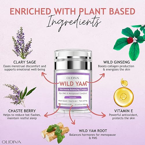 Miniatura 4 de Crema Wild Yam, equilibrio hormonal para mujeres, apoyo hormonal natural sin estrógeno y progesterona, para el síndrome premenstrual y comodidad