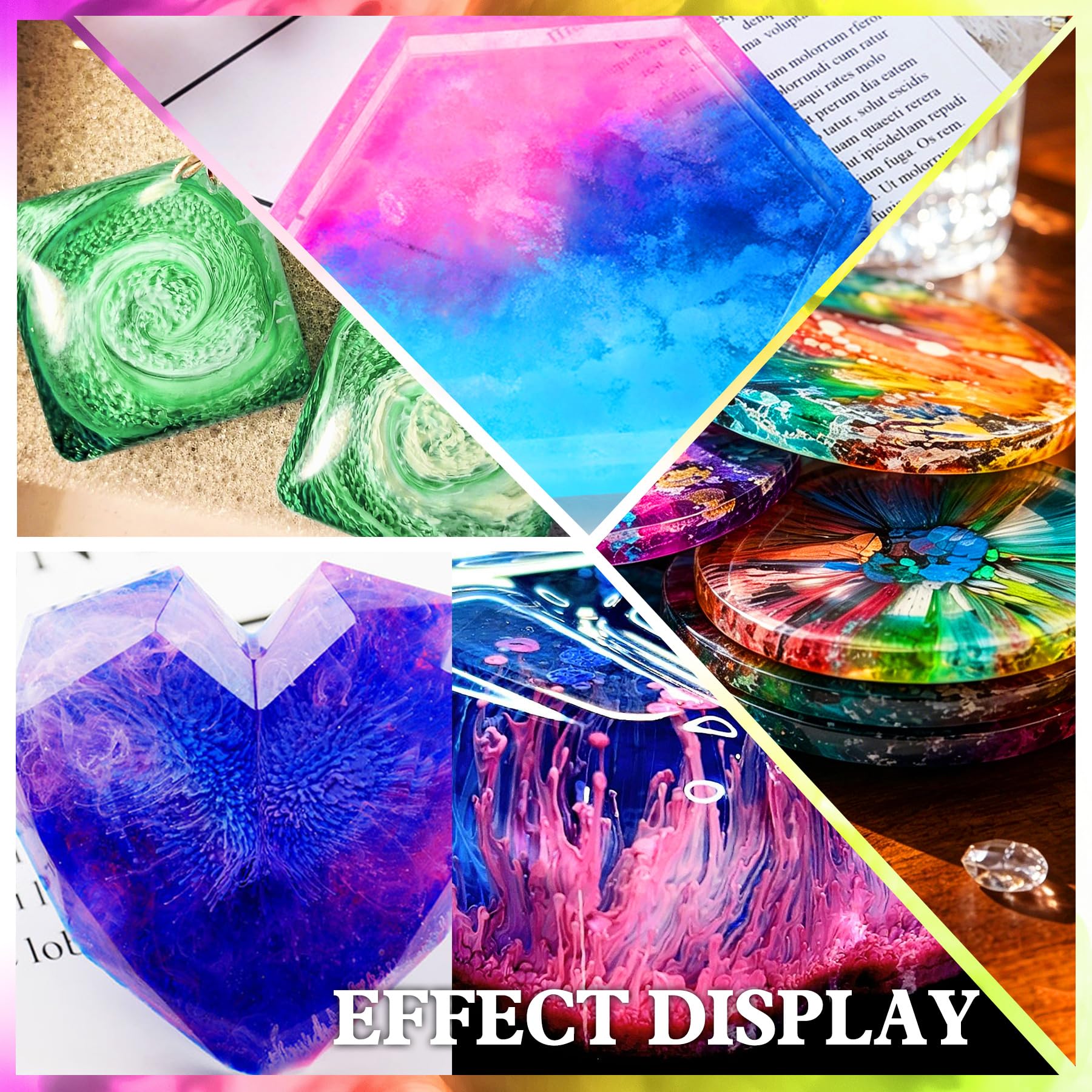 Alcohol Ink Set - 24 Colori Inchiostro Alcool per Pittura Resina Epossidica, Fabbricazione Capsule Petri di Resina - Colorante Alcolico Concentrata per Arte Resina, Bicchieri, Pittura - 24 x 10 ml