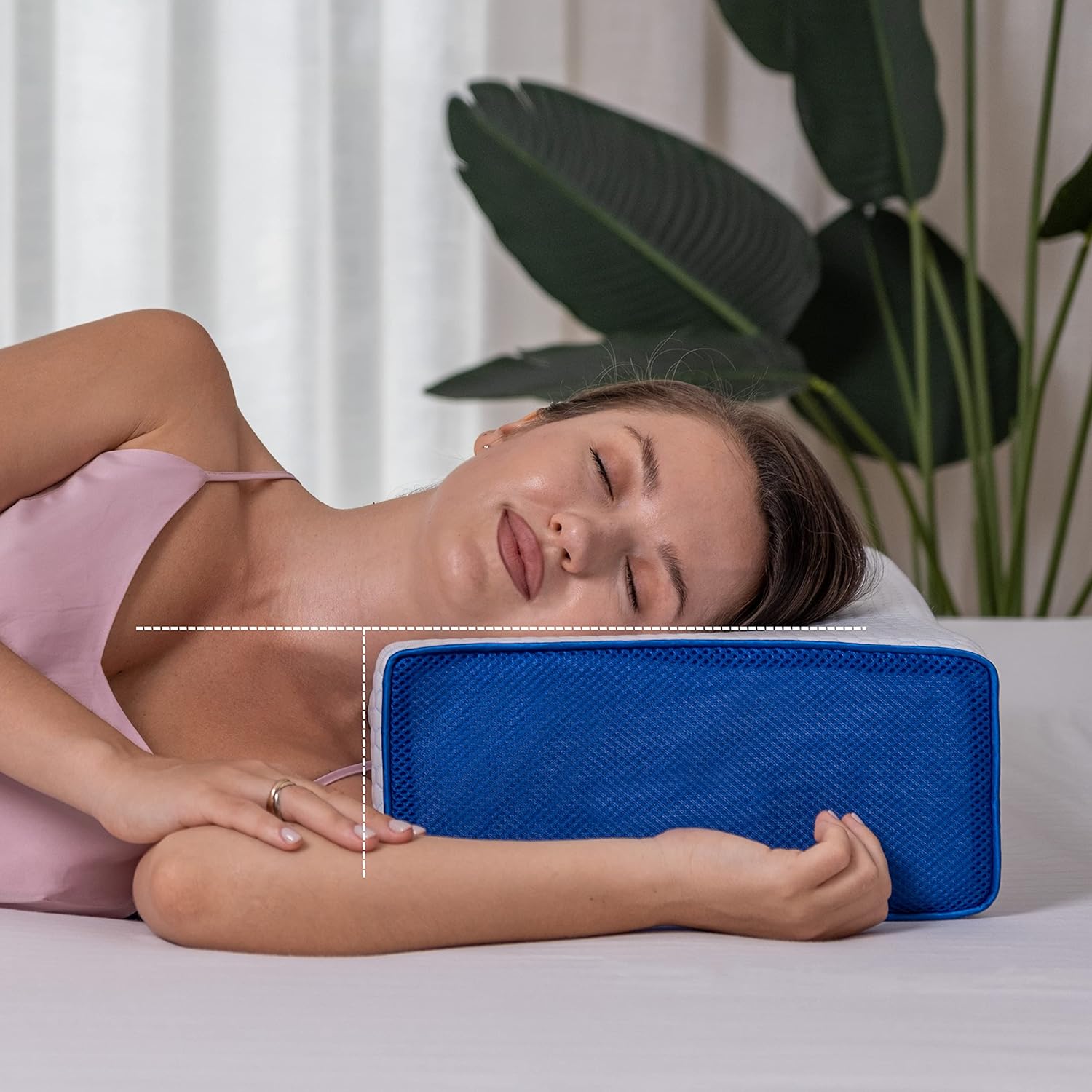 Cube Pillow with Adjustable Memory Foam for Side Sleepers - Cooling Ventilated Pillow Cover for Neck and Shoulder Pain Relief – Square Pillow for Sleeping - Cervical Rectangle Pillow for Back Sleepers