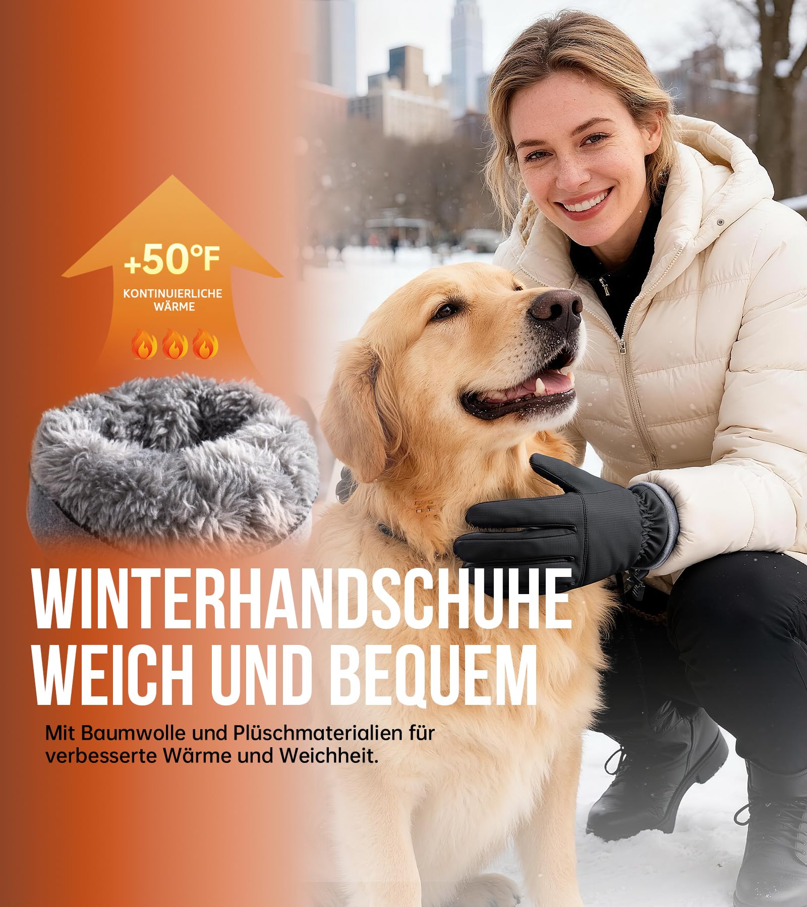 PULIOU Handschuhe Herren Damen Winter Thermo Fahrradhandschuhe Warme Winterhandschuhe Winddichte Touchscreen Laufhandschuhe Sporthandschuhe zum Laufen Radfahren Klettern