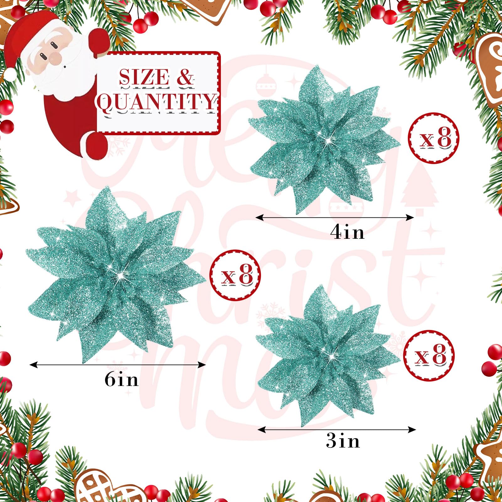 6 Pezzi Fiori Di Stella Di Natale Artificiali 28 Cm – Poinsettia Morbide Con Polvere Glitter – Decorazioni Natalizie In Borgogna