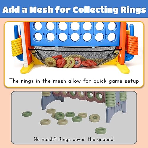 Miniatura 6 de Juego gigante de conexión 4 en una fila con tela de malla Altura ajustable 4 en 1 Juego Jumbo 4 en 1 para patio con baloncesto, golf y lanzamiento