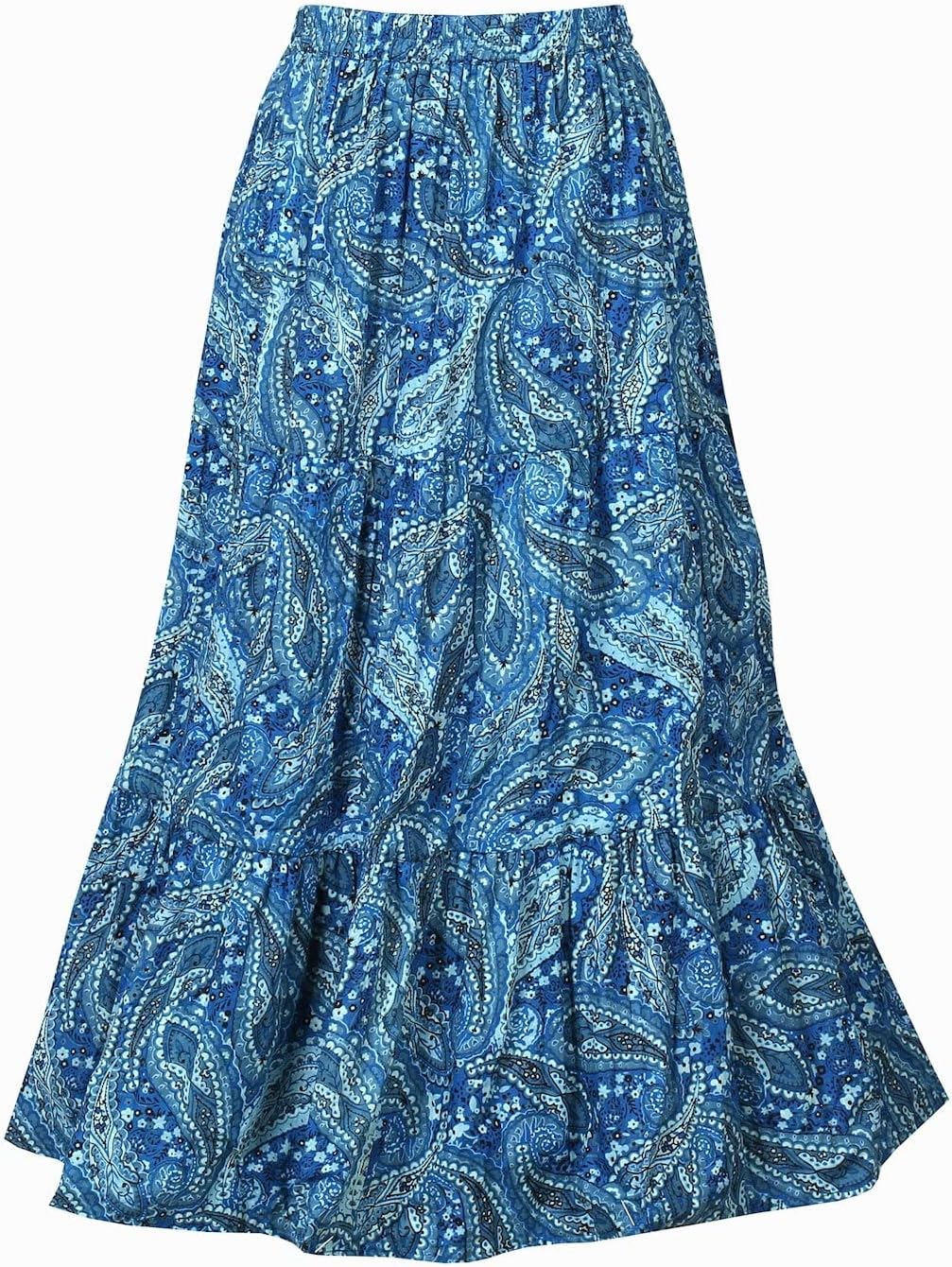 CATALOG CLASSICS Womens Reversible Boho Maxi Skirt - Paisely Long Skirt 36" L