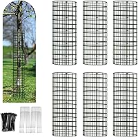 HOLANHING 6 Pack Metal Tree Trunk Protectors 5" Dia x 16.5" H - Expandable Mesh Guards with Zip Ties & Stakes vs Deer, Rodents, Trimmers