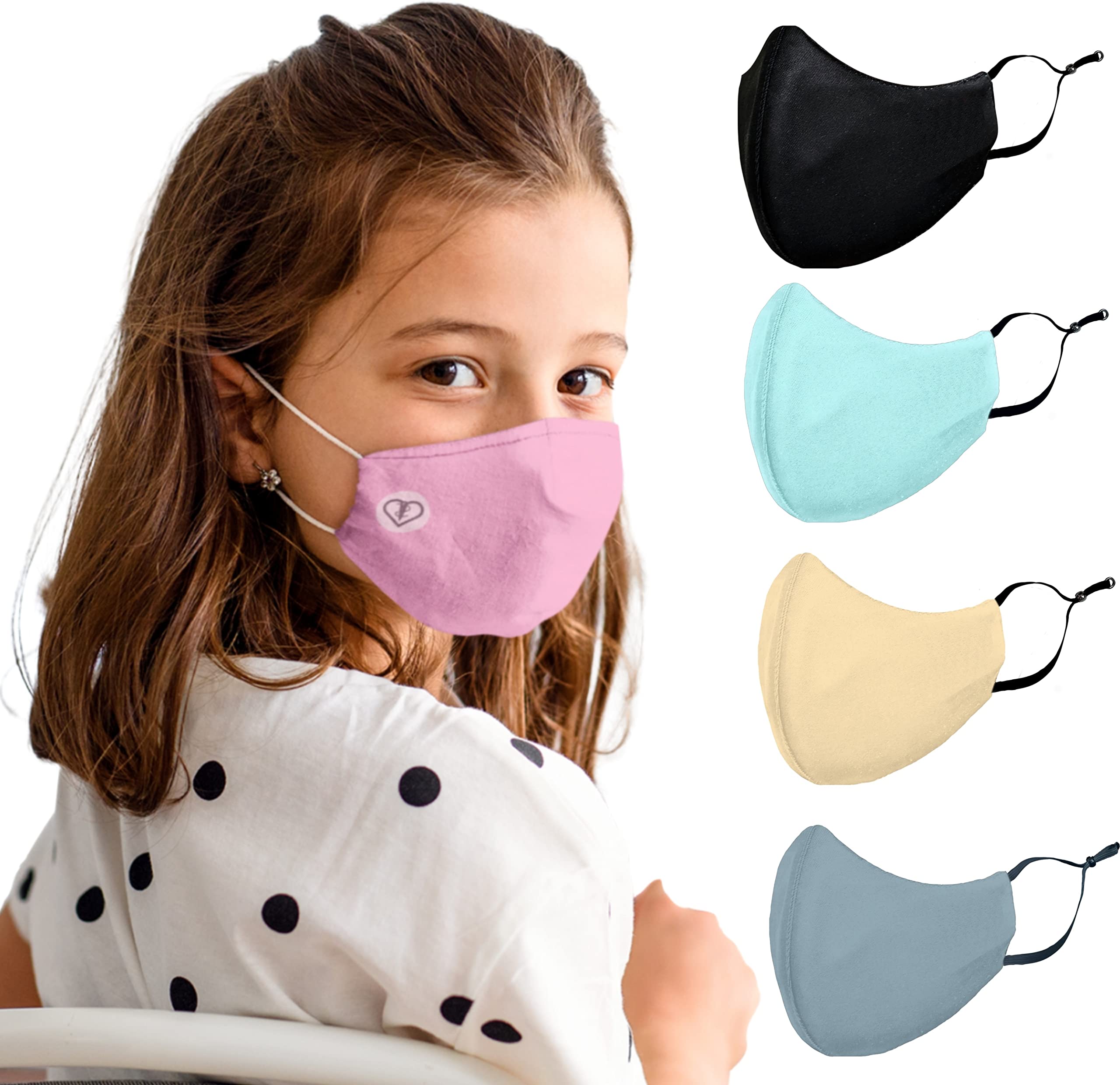 3 Layer Cotton Plain kids Mask Combo Pack Reusable Washable Breathable Soft with Adjustable Ear loops For Boys Girls Mask