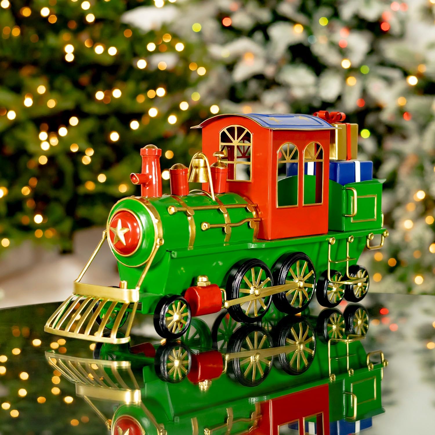 Zaer Ltd. 17" Long Metal Tabletop Christmas Train Holiday Decoration
