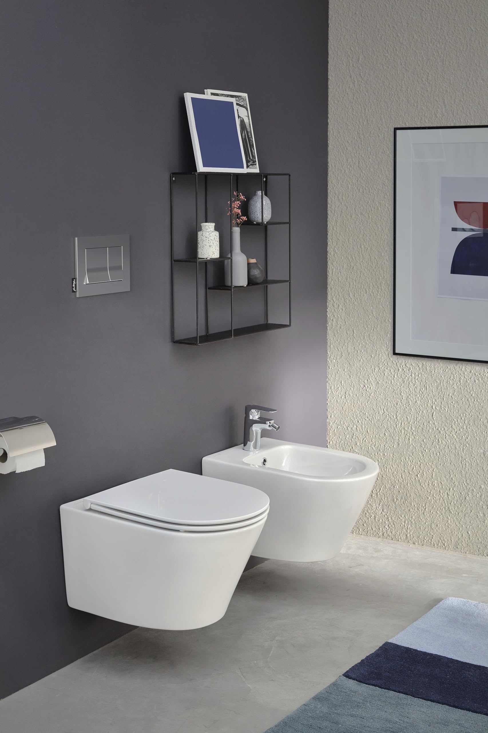 Jacob Delafon - Pack WC Suspendu Sans Bride RODIN+ - Compatible Double Chasse 3/6L - Abattant Déclipsable Fermeture Douce - 36x35x52 cm - Blanc - E25856-00