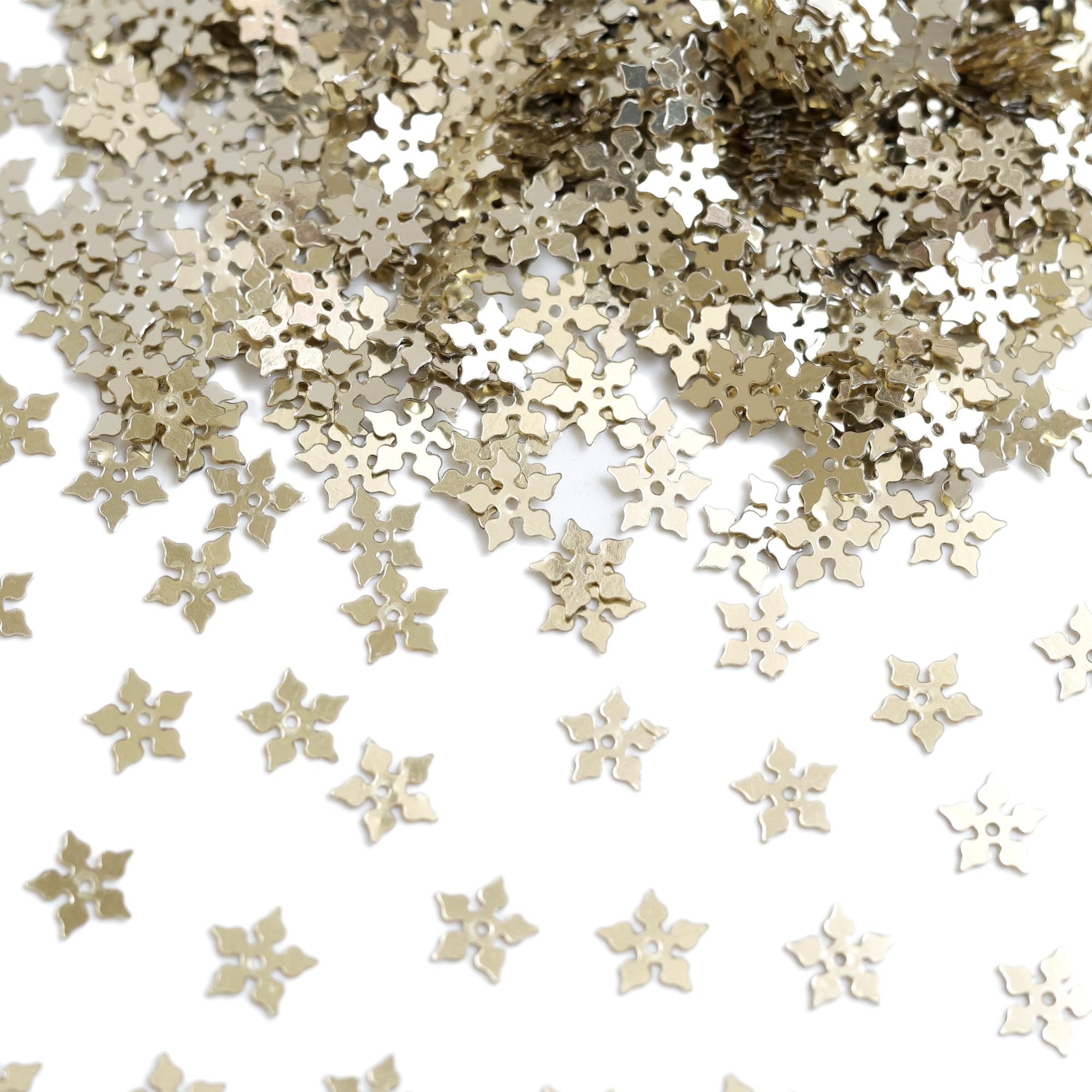 Embroiderymaterial Flower Shape Sequins Sitara for Craft and Embroidery 50gm (Gold, 8MM)-picture-32