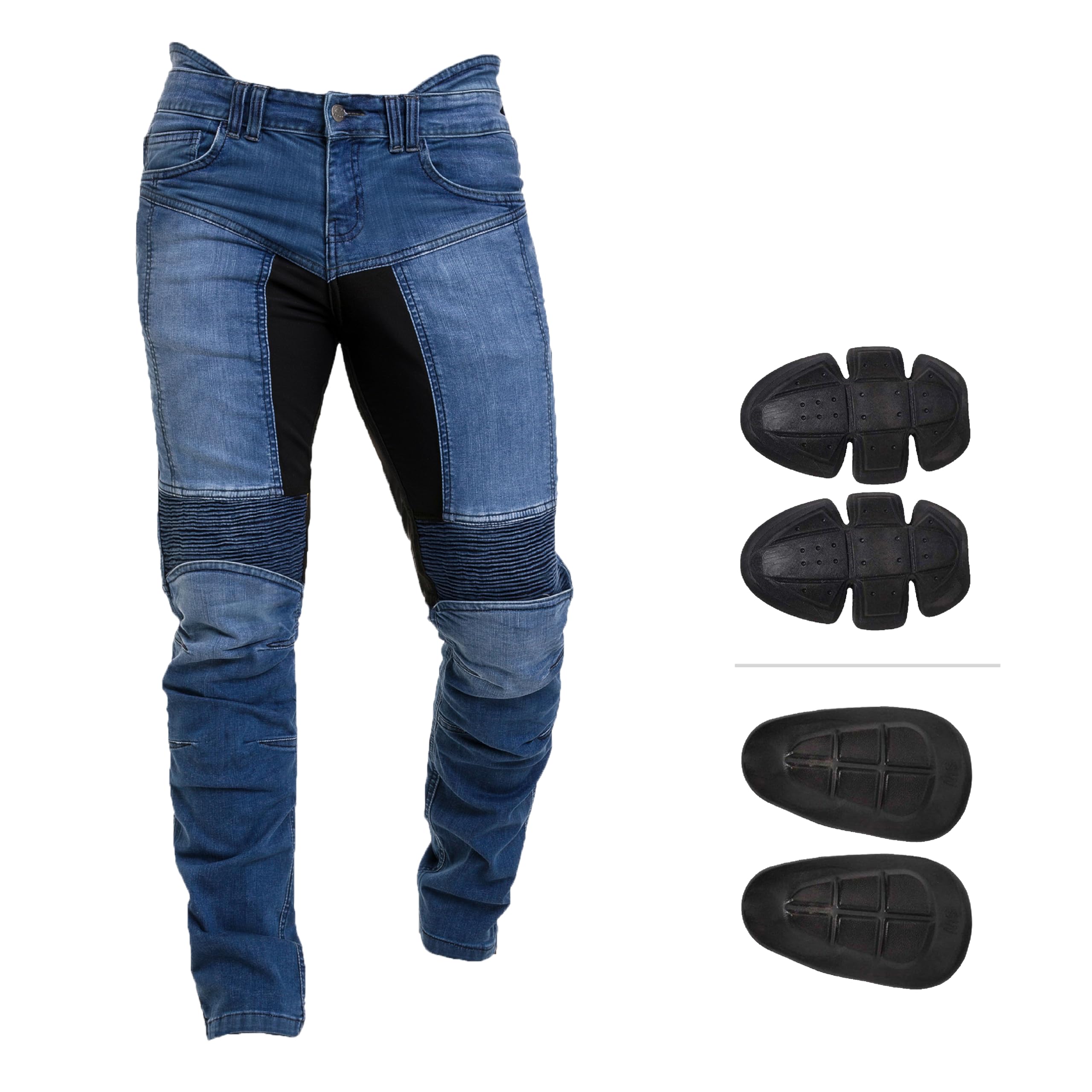 Juicy Trendz Men’s Motorcycle Jeans – Motorbike Riding Pants, Stretch Denim Biker Jeans with Removable Pads, Knee & Hip Protectors Safety Jeans for Men