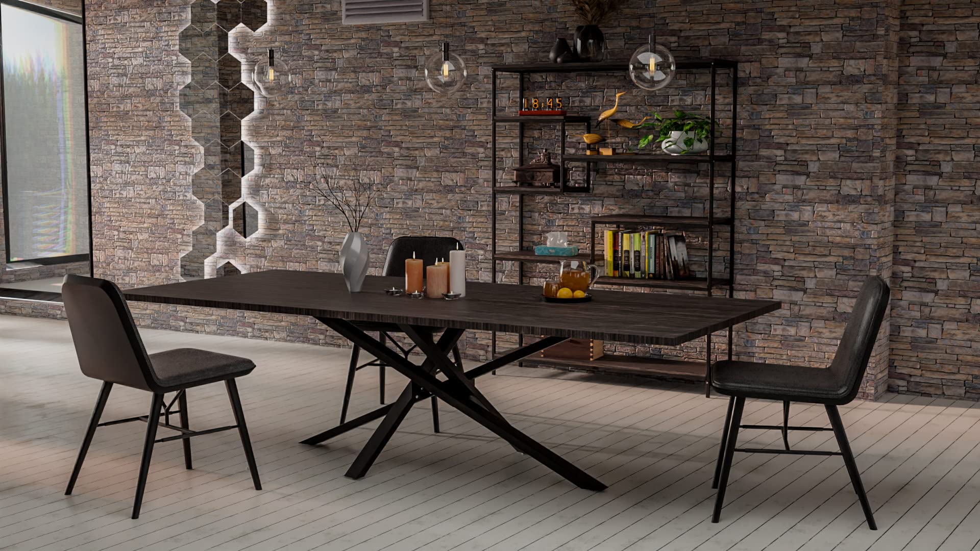 CLP Tischbeine Jimmy I Tischkufen Aus Vierkantprofilen I Höhe 72 cm I Sternförmiges Tischgestell Farbe schwarz Größe 120x70x72 cm
