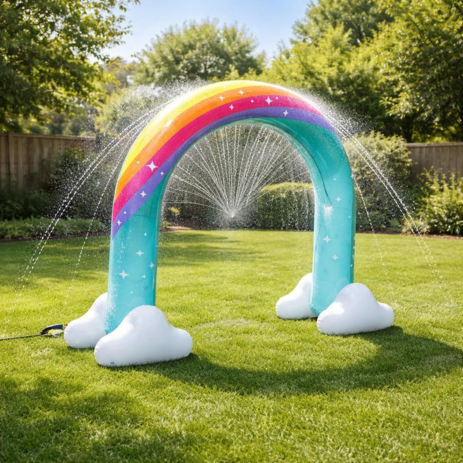 Aufblasbarer Regenbogen Sprinkler, Wasserspielzeug für Jungen und Mädchen | Aufblasbarer Spielbogen | großer Gartensprinkler | Sprühspielzeug | Sommer Wassersprinkler für Sommer, Rasen, Hof, Poolparty