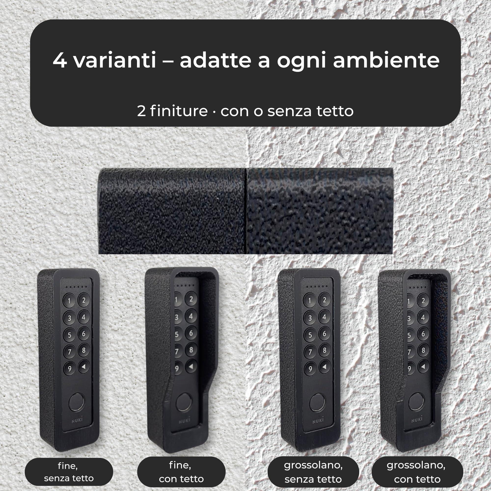 Generisch Supporto da parete compatibile con Nuki Keypad 2 - Copertura antifurto con vite di sicurezza Torx - Senza protezione dalle intemperie - Superficie simile a intonaco - Nero (senza tetto