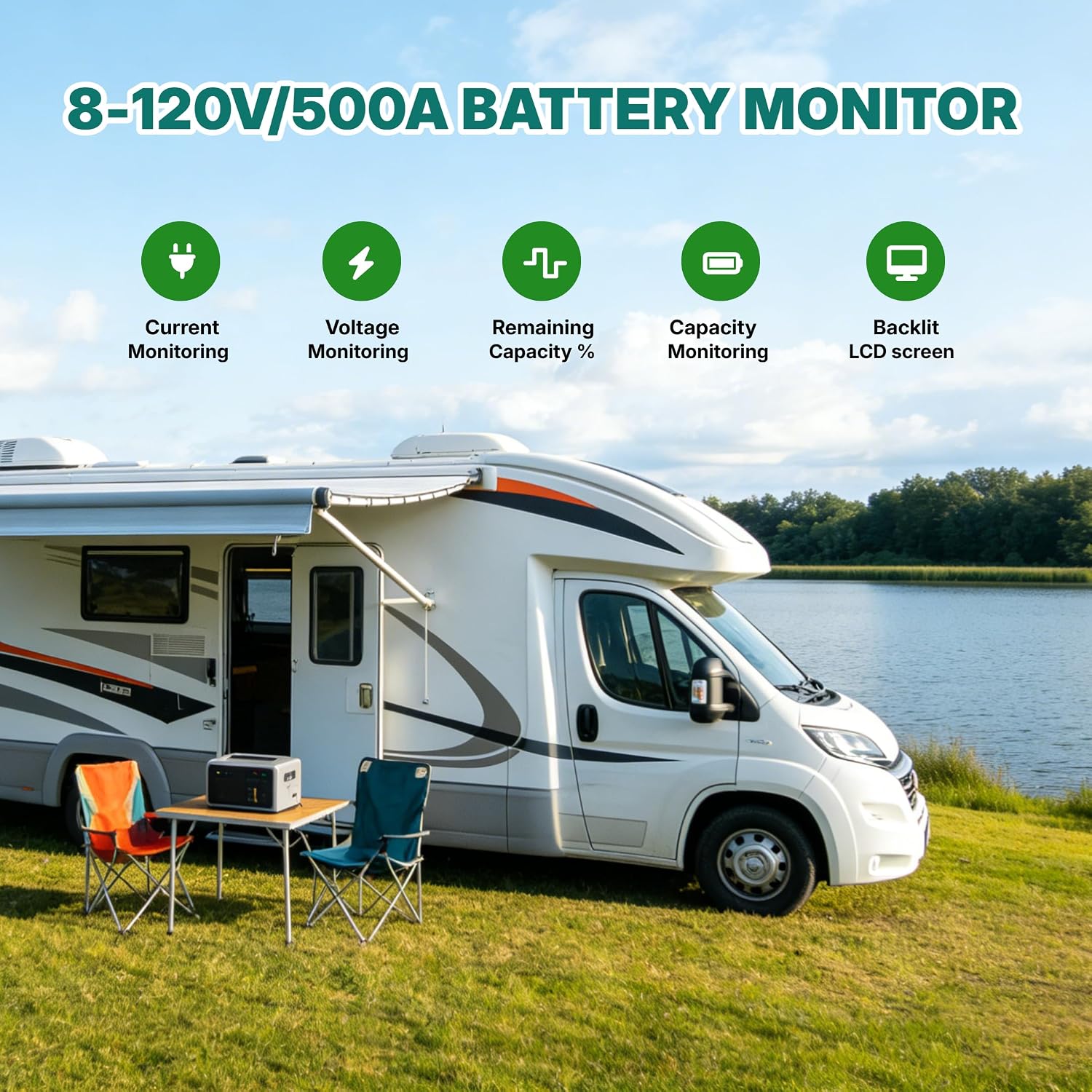 AILI Battery Monitor with Shunt, 8-120V up to 500A Voltage Current Meter, State of Charge Display up to 999AH, Compatible with LiFePO4 Lithium AGM Gel – for RV Camper Caravan Boat Solar Off-Grid 6 81zJGoApHLL. AC SL1500