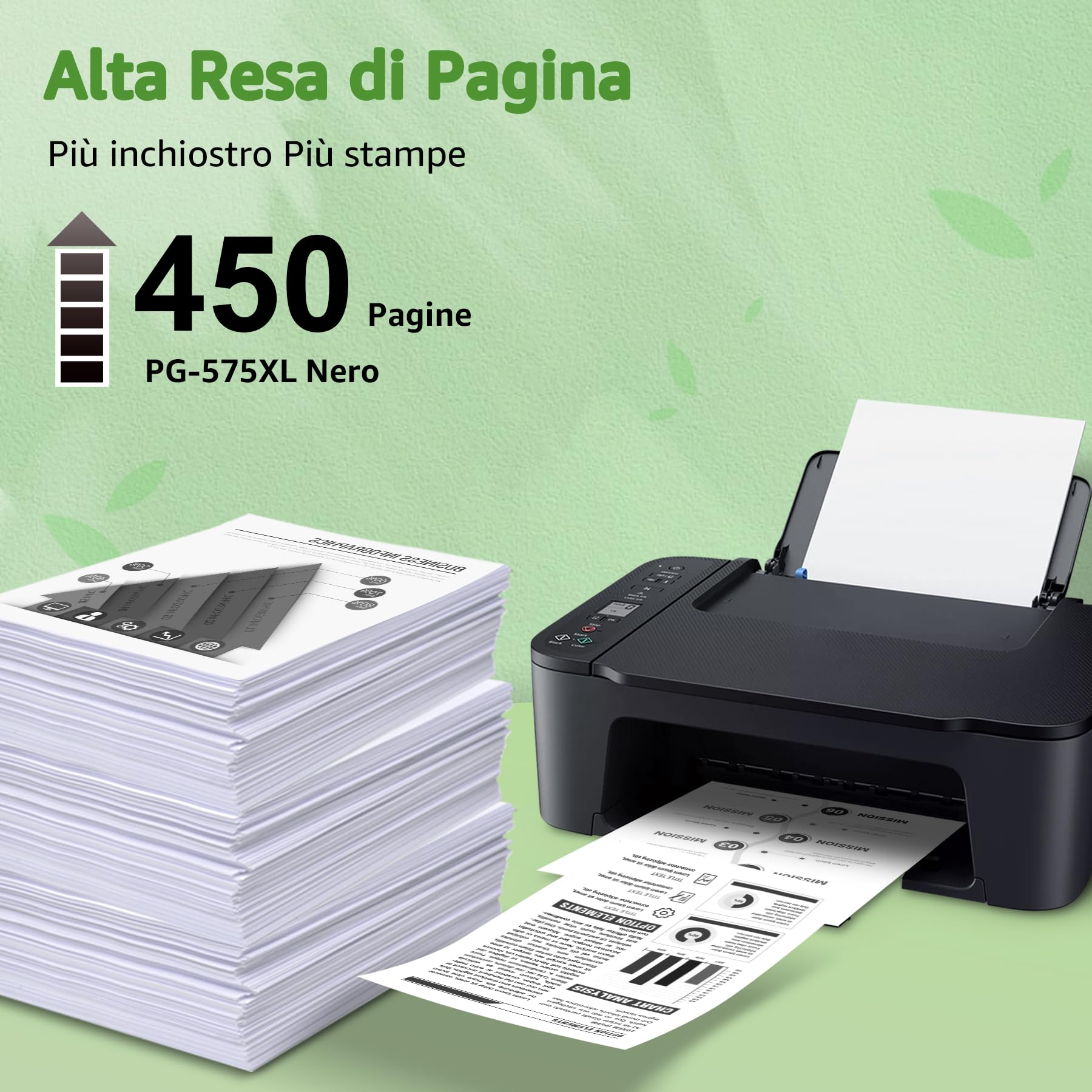 GREENSKY 575XL PG-575XL Cartuccia di Ricambio per Canon 575 Nero e Canon 575 XL PG 575 PG575XL per Canon PIXMA TS3550i TR4755i TR4756i TS3750i TS3751i TS3551i TR4750i TR4751i (2 Nero)