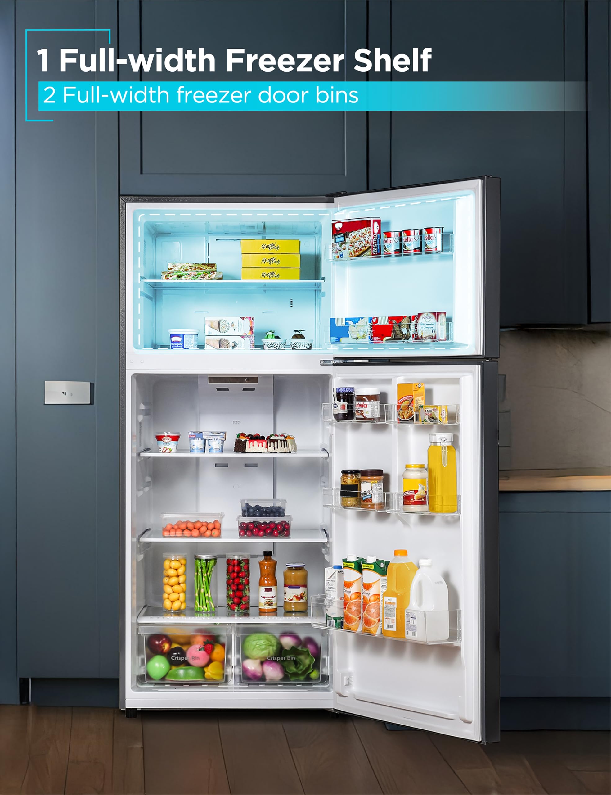 Black+Decker 18.1 Cu. Ft. Top Mount Refrigerator With Freezer, 2 Door Refrigerator With Top Freezer And Adjustable Temperature Control, Full Size Fridge, Energy Star Certified, Br1810hb, Black on Fridge.com - View 5