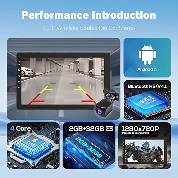Haudio 10.1 Single Din Car Radio with Rotatable Touchscreen, Wireless CarPlay, Android Auto, Touch Screen Radio, GPS Navigation, Bluetooth, Hi-Fi Sound, Voice Control, Backup Camera
