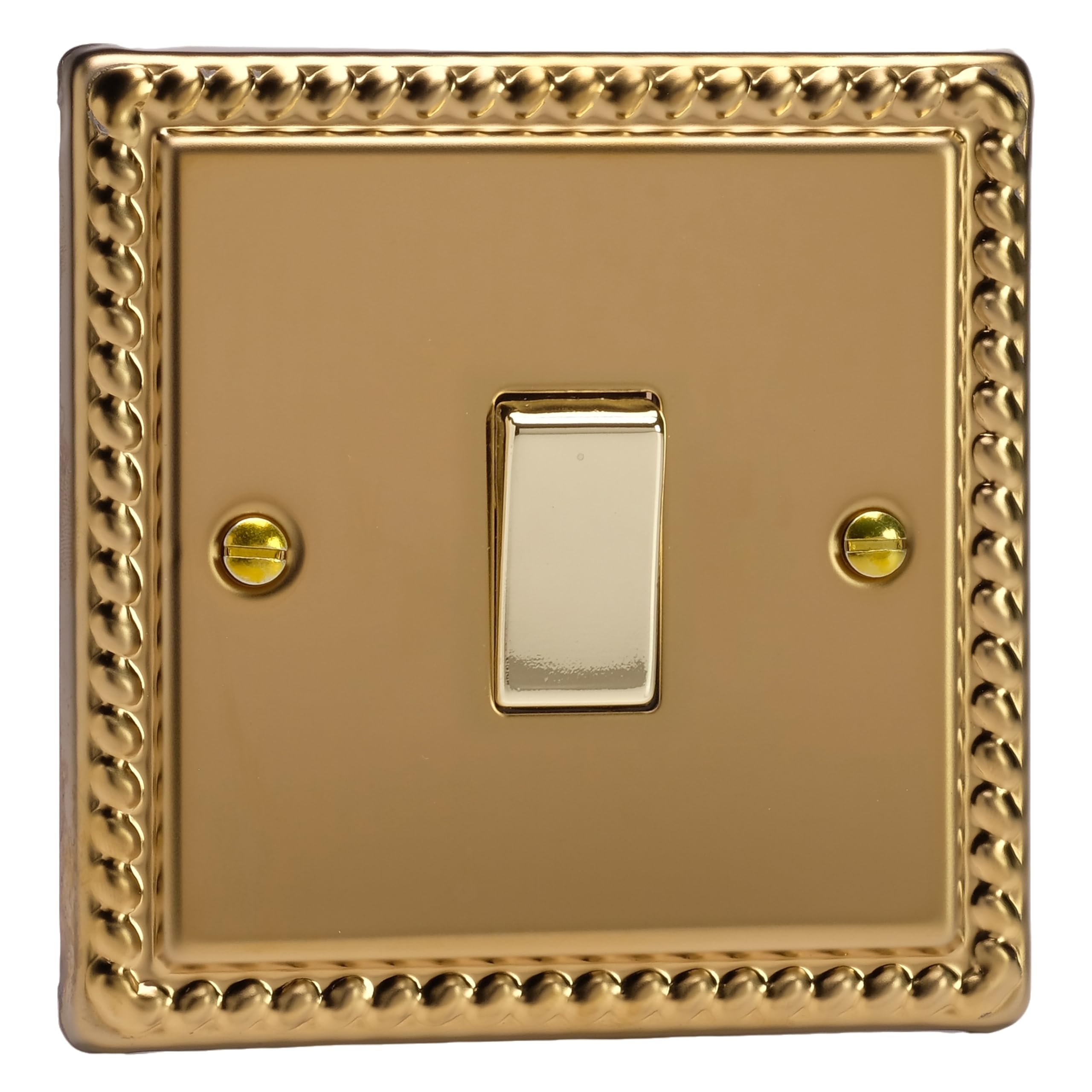 Varilight Single Rocker Light Switch Intermediate - Classic Georgian Brass With Polished Brass Rocker, XG7D