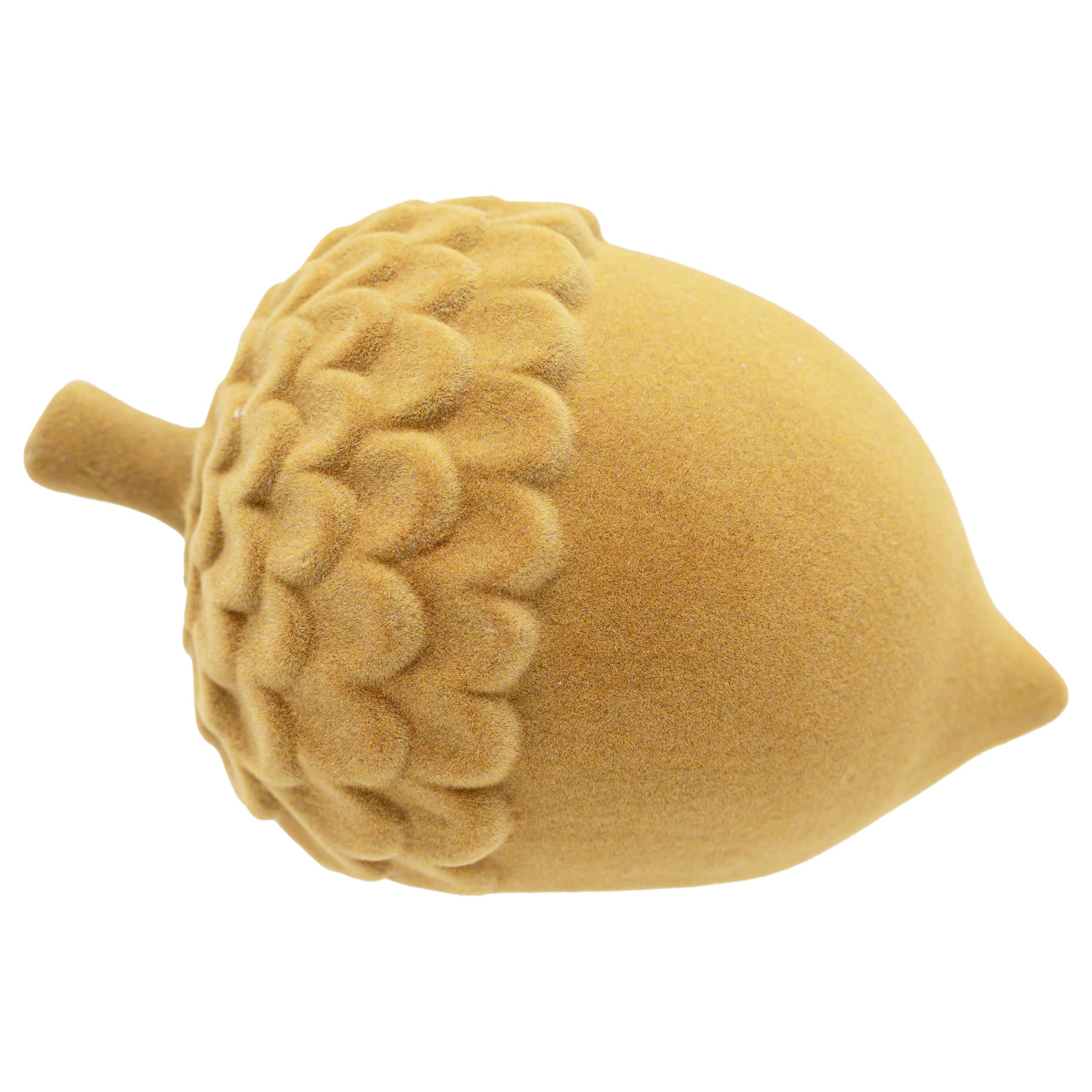 Boston International Fall Statue Tabletop Figurine Fall Thanksgiving Decorations, 6.25" Long, Mustard Flocked Acorn