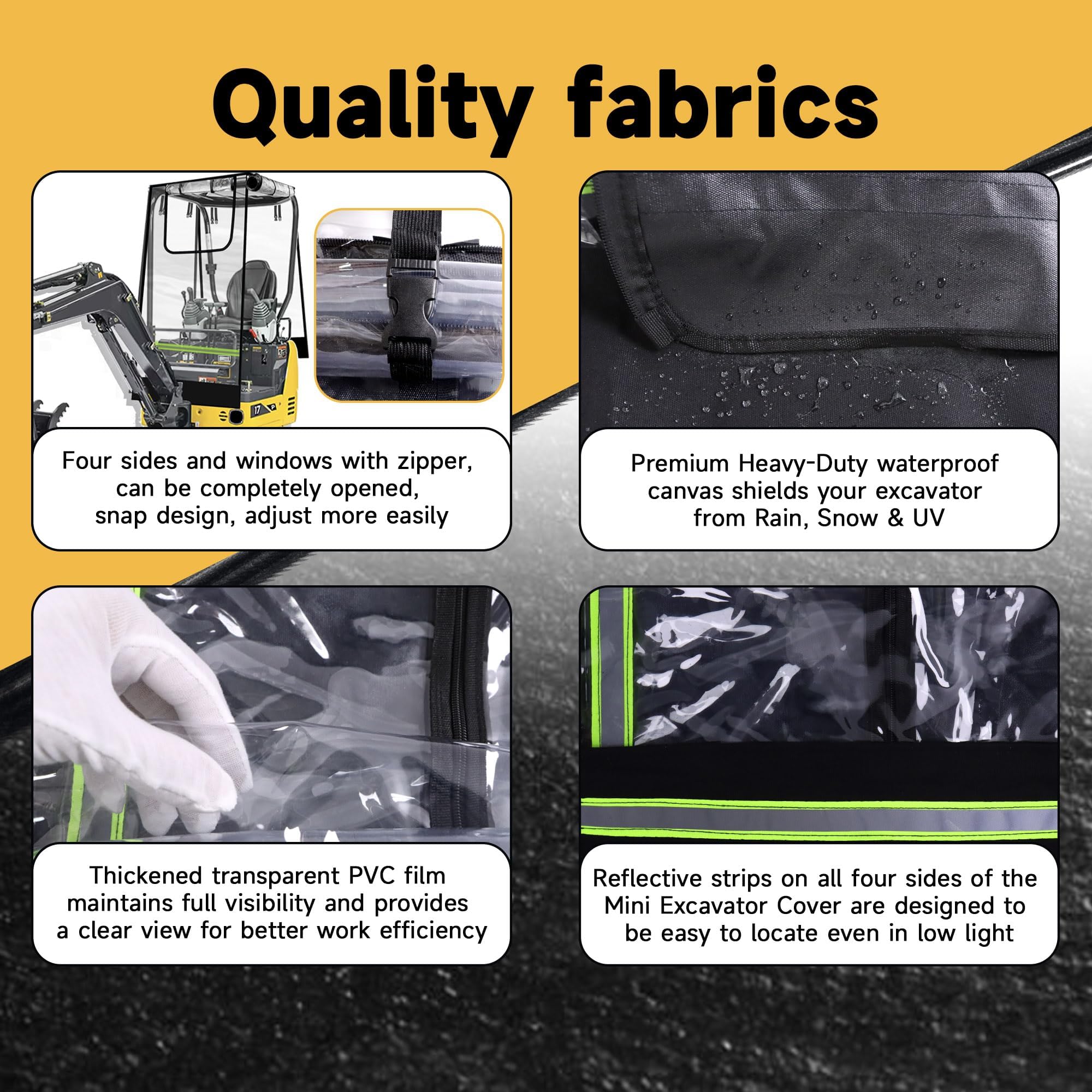 Terixe Mini Excavator Cover Heavy-Duty Waterproof Canvas With Transparent Pvc Front Window Uv Rain Protection Ventilated Mini Excavator Accessories Attachments For Bobcat E20 Kubota U17