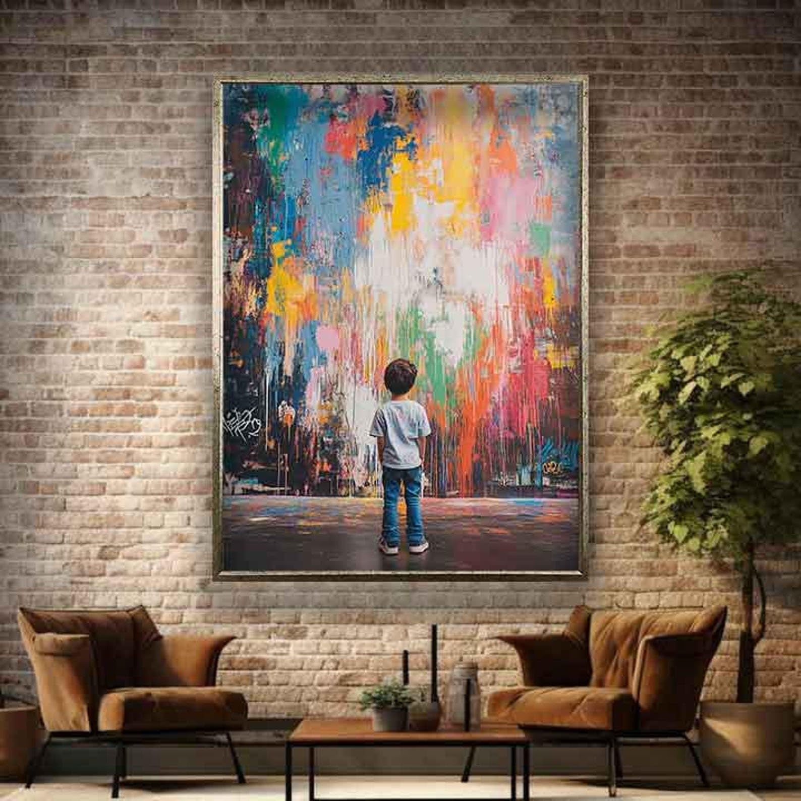 XBTYKPB Colorful Graffiti Kid Painting, Colorful Graffiti Kid Canvas Print, Graffiti Art, Graffiti Wall Art, Home Decor Painting(30x40cm/Inner Frame)