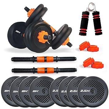 WATSON Premium Rubber Dumbbell Set for Men & Women Fitness, Dumbbell Set with 20Kg (3Kgx4, 2Kgx4) Rubber Weight Plates, Hard PVC 17" Dumbbell Rods, Foam Gripper - image, photos