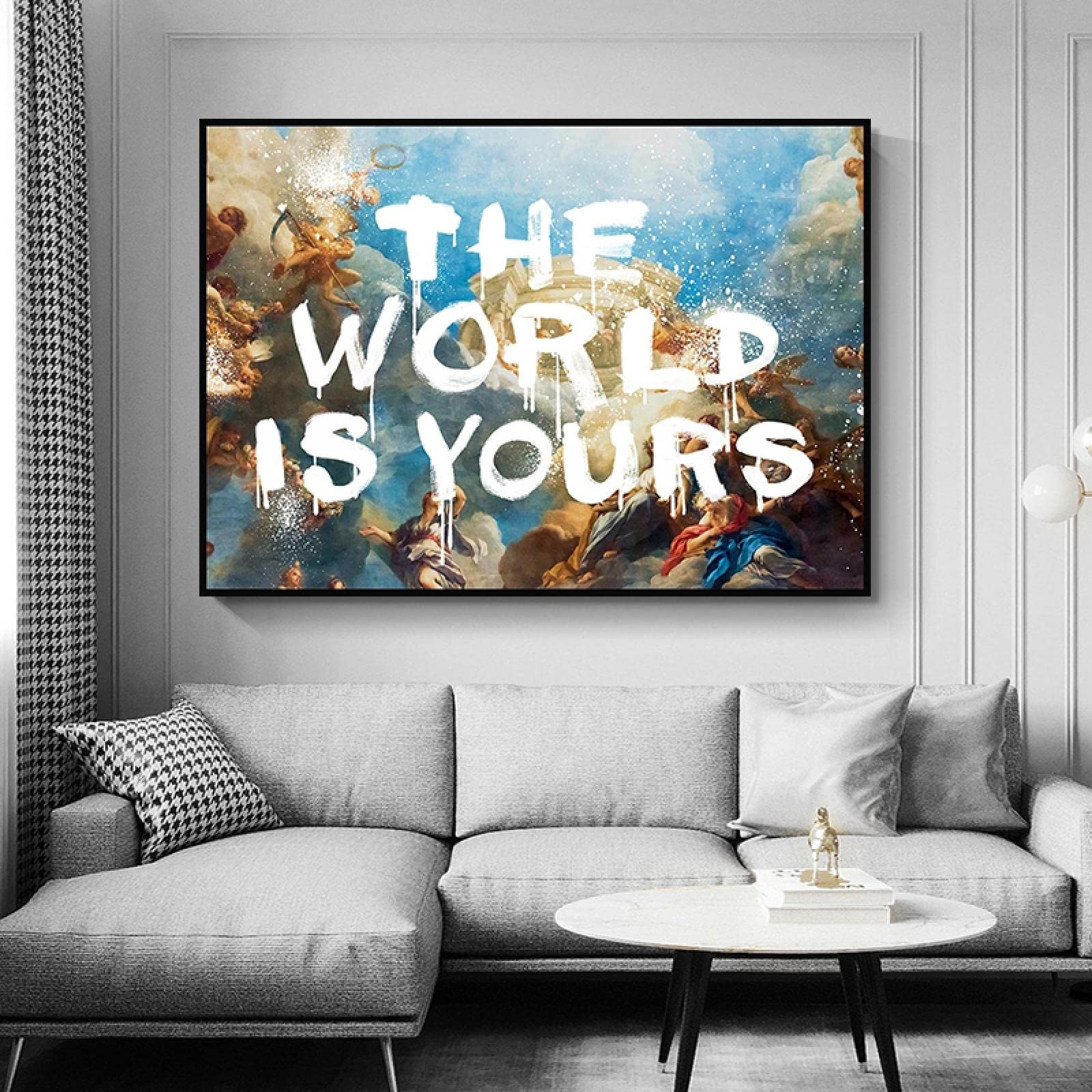 Guying Art Frameless Retro Painting The World Is Yours Scarface Trippy Psychedelic Posters And Prints On Canvas Wall Art Picture For Living Room 42X60cm(17X24in)