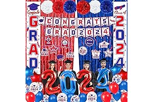 Red and Blue Graduation Banner Decorations