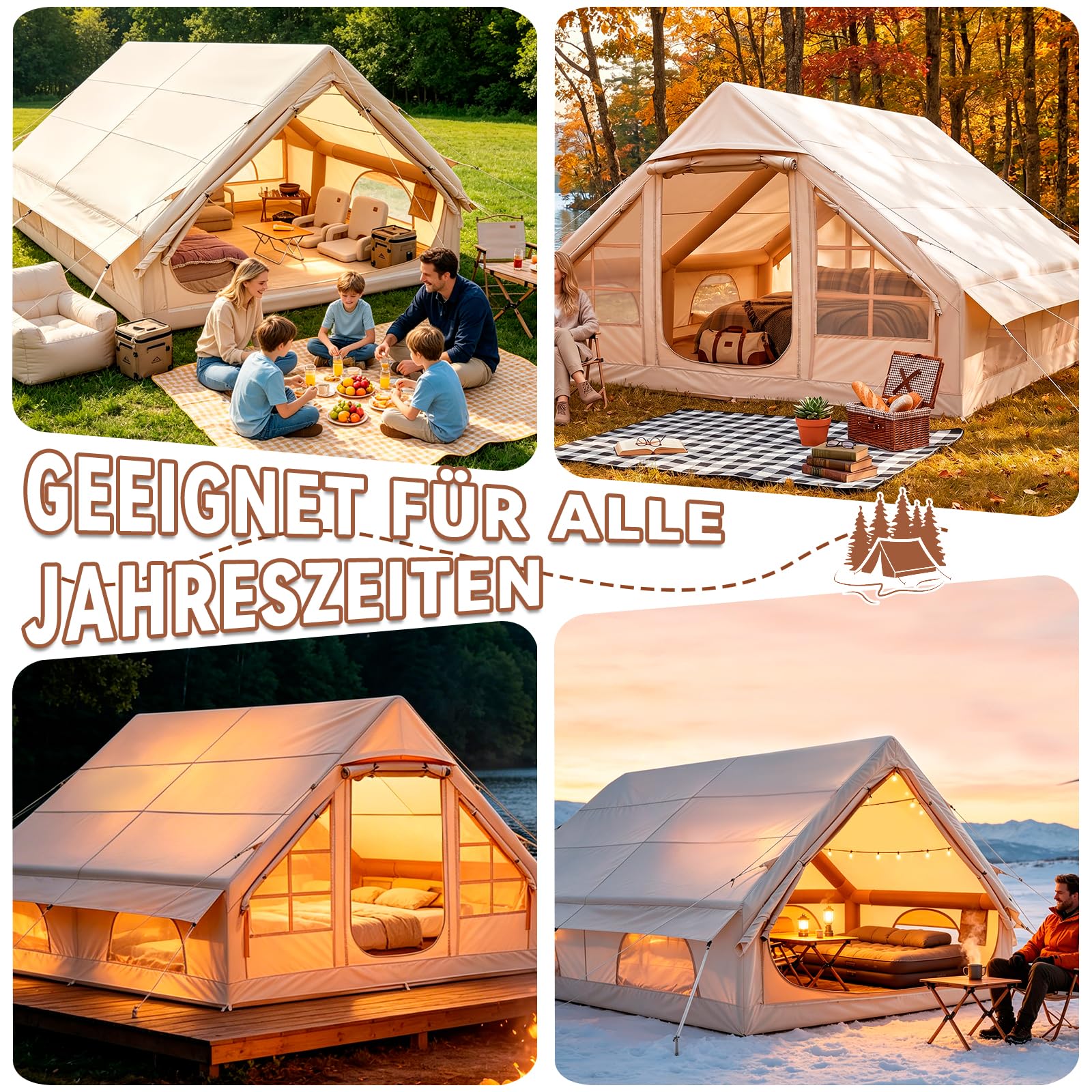 Tienda de campaña hinchable Oxford 420D 400x300x210 cm 4-10 personas resistente al agua 3000 mm UV50+