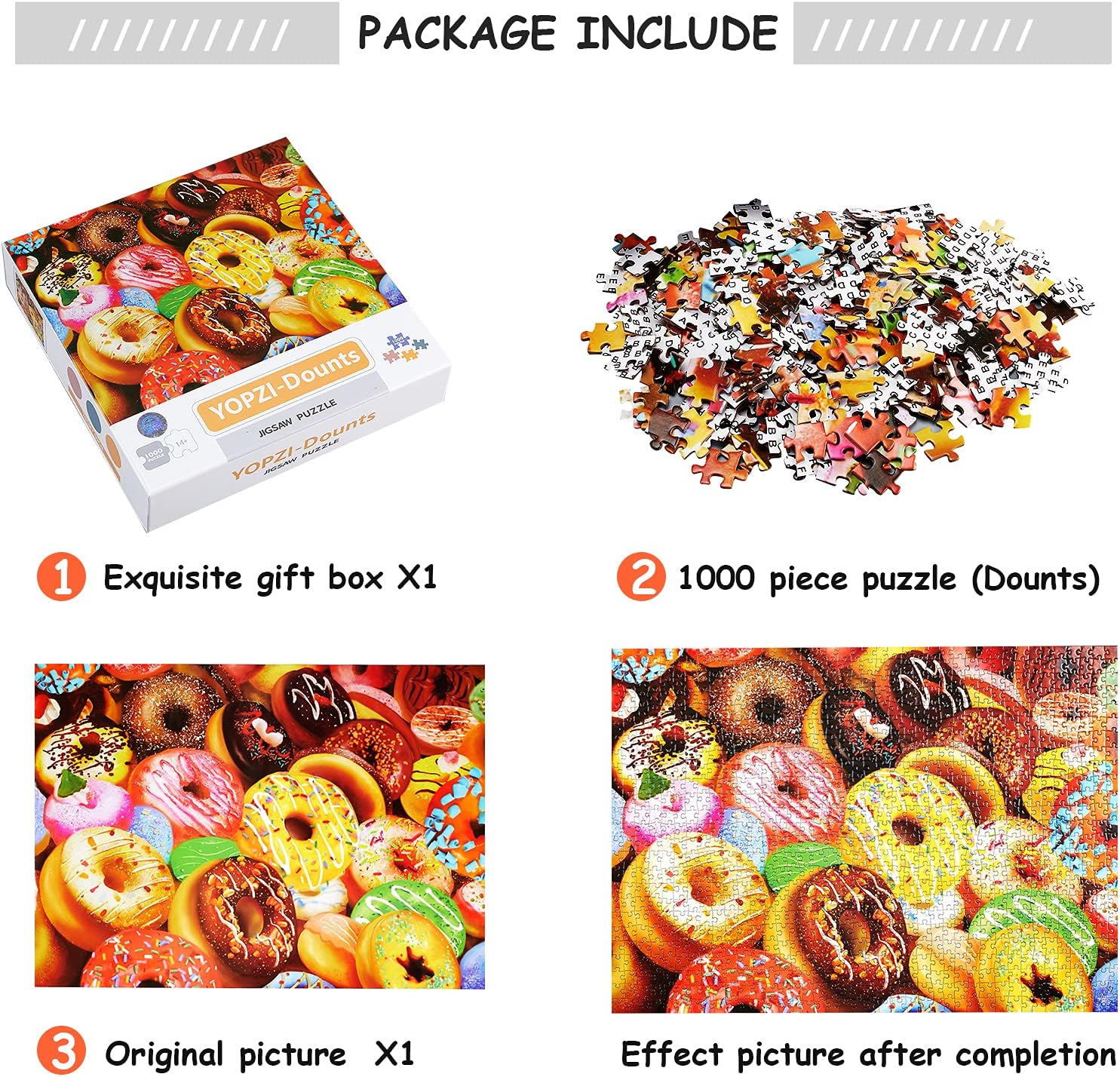 Jigsaw Puzzles for Adults and Teens,2021 New Version 1000 Piece Glazed and Frosted Donuts Puzzles,The Best Gift for Adults and Teens: Toys & Games