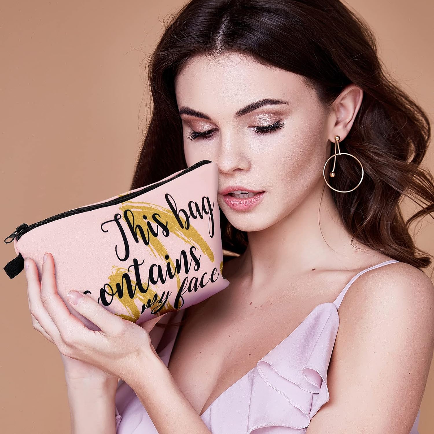 Boao 10 Pieces Letters Makeup Bags Bulk Cosmetic Pouch for Women Travel Zipper Organizer Toiletry Bag Printing Pencil Bag Christmas Supplies Gift(Gold and Pink Style) - Image 6