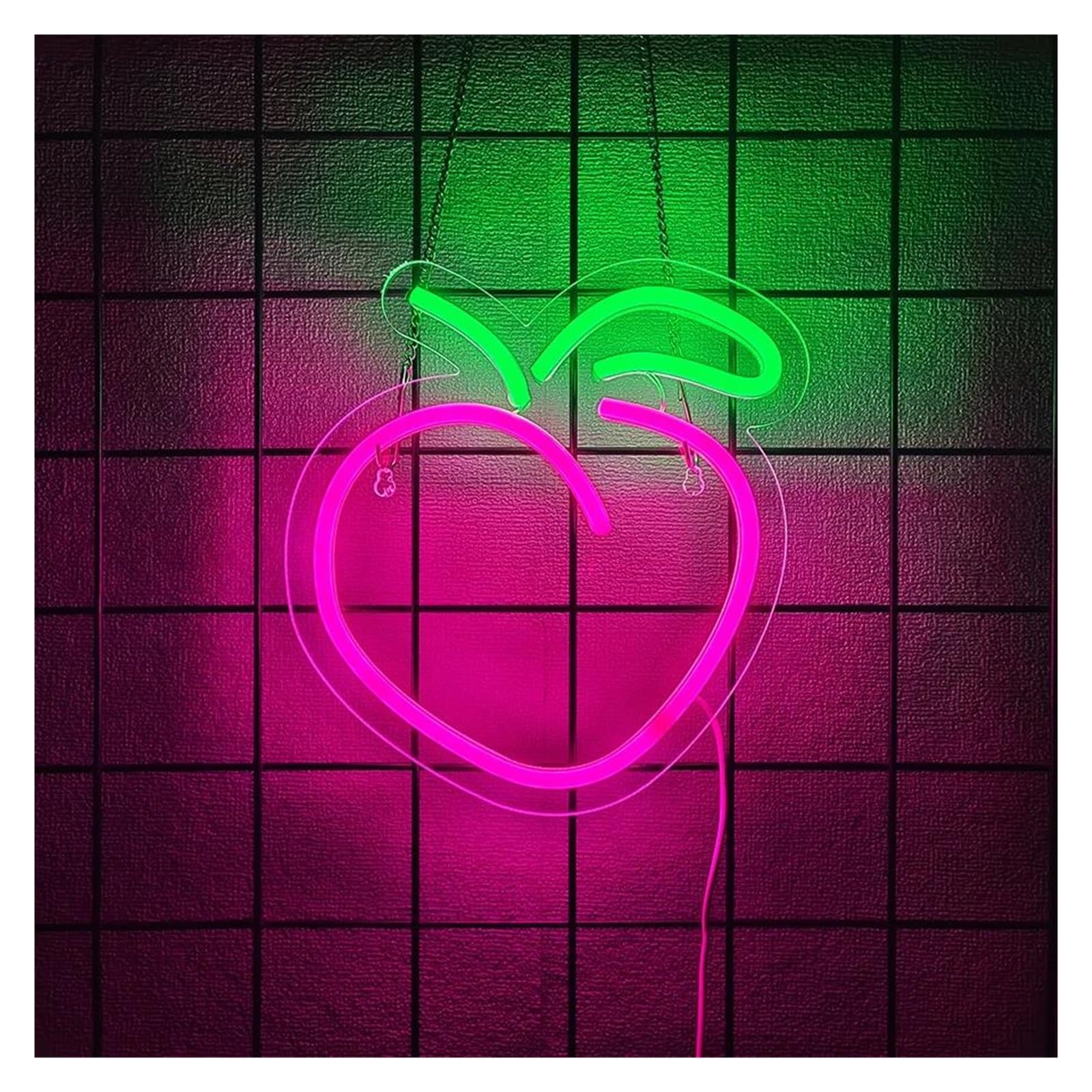 LEMST Sign Lamp Honey Peach Neon Sign Light Dimmable for Bedroom Living Room Supermarket Fruit Store Holiday Party Kitchen Decor 23cmx21.5cm/9.06inx8.47in