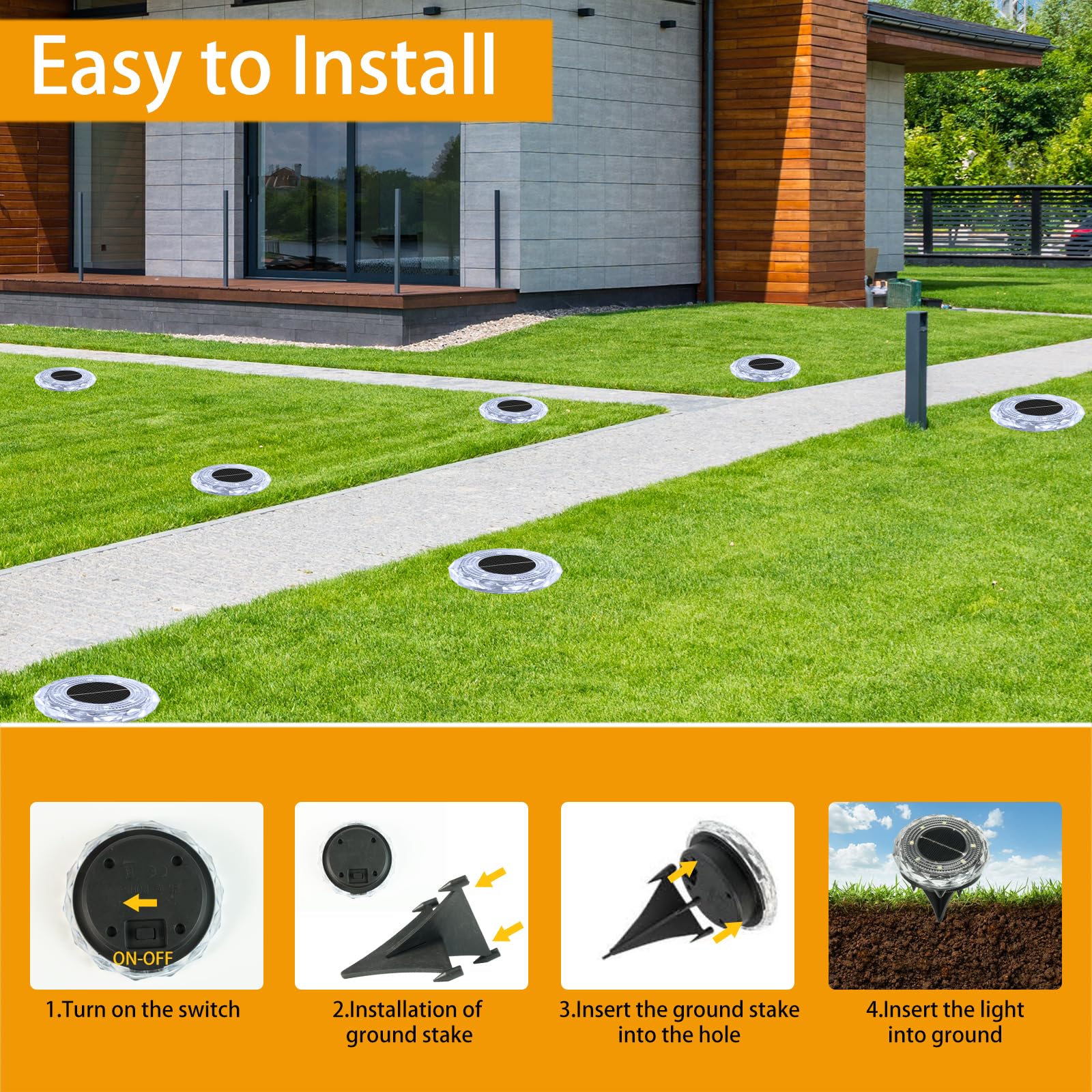 AGPTEK Set van 4 tuinlampen op zonne-energie, led-buitenspot, warm wit en RGB, 10 verlichtingsmodi, afneembare lampenkap, IP65 waterdicht, voor hek, muur, terras, wandelen