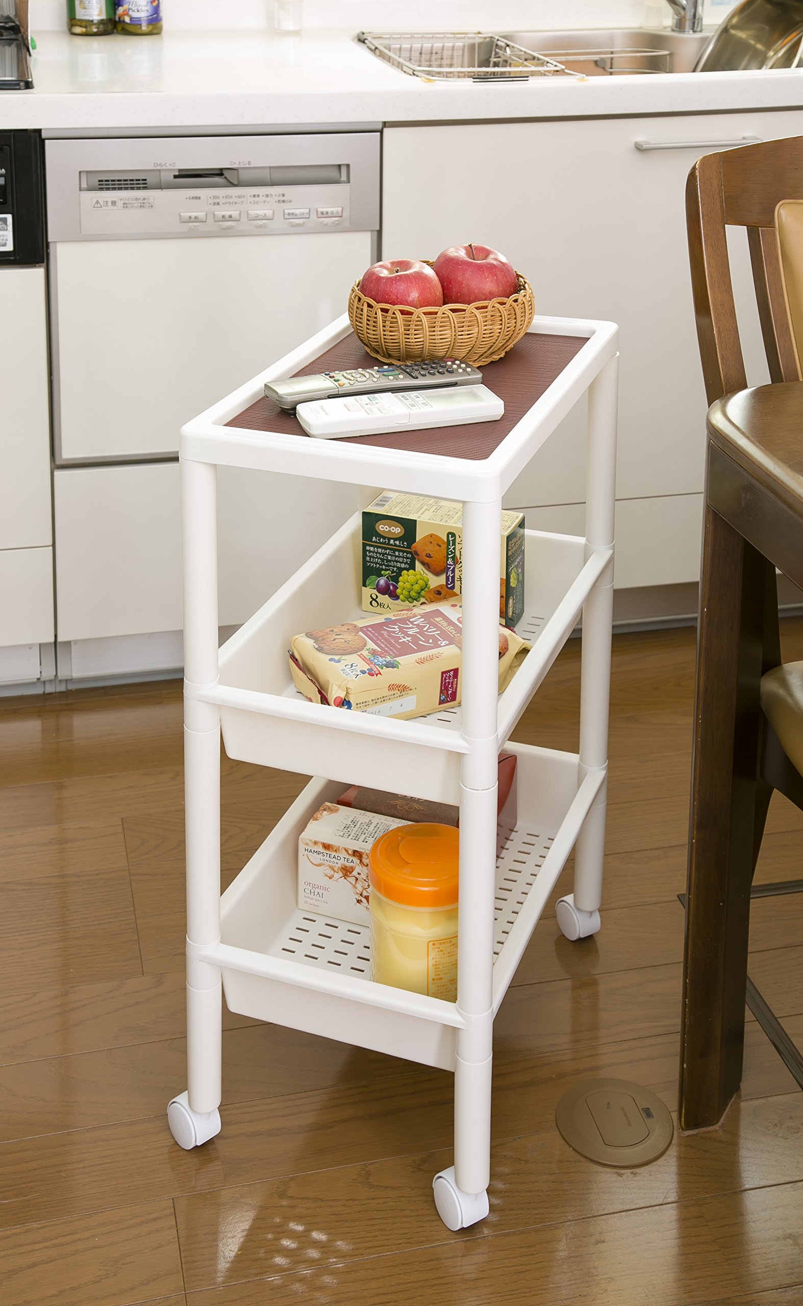 Amazon｜木本化学工業 サイドテーブル 3段 ホワイト 55963