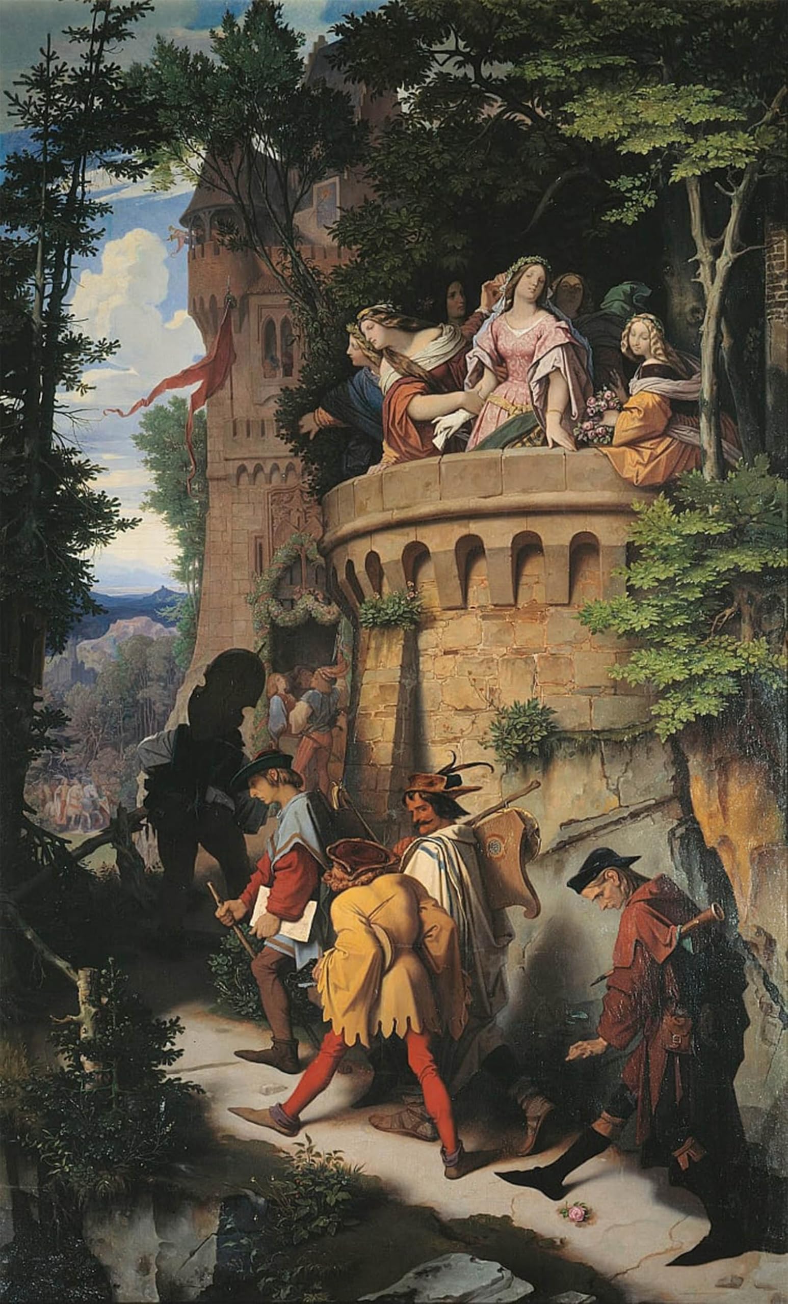 ARTXLXXBN Famous Painting Art Wall Decor Abstract Art Picture the Rose or the Artist Hike by Moritz Von Schwind Animal Pictures for Home Decor 60x90cm