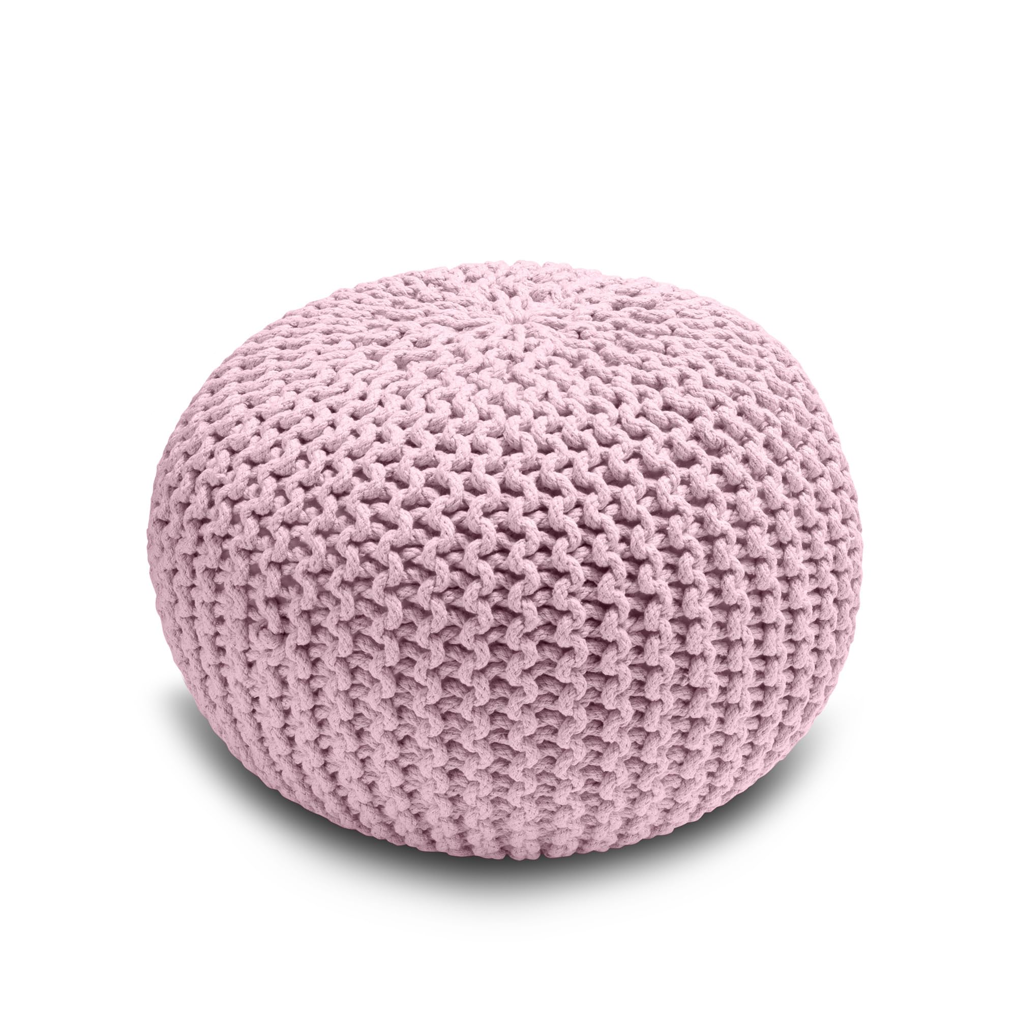 Knitted Pouffe Chunky Round Footstool Ottoman 100% Cotton Handmade Pink from B&Q