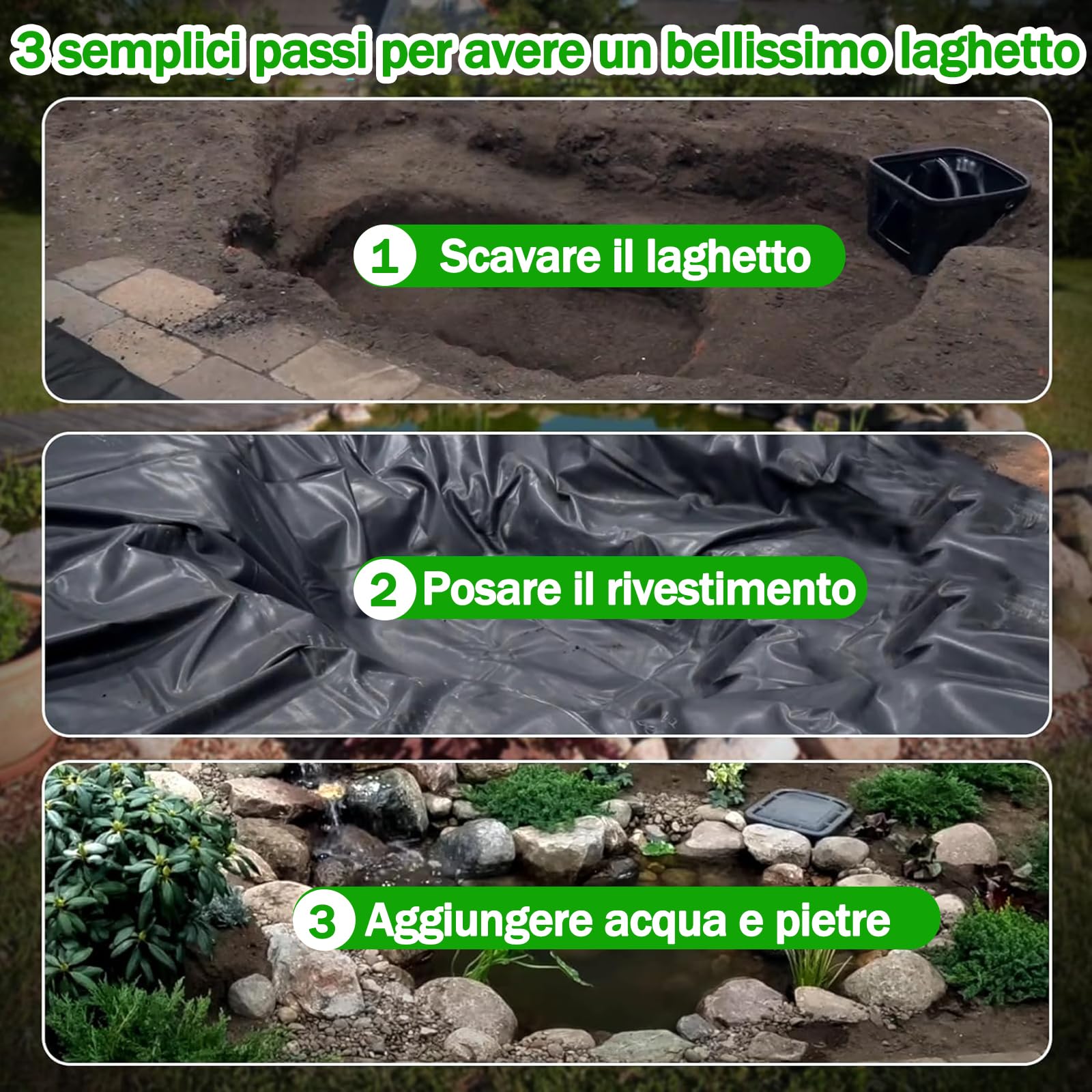 Telo per Laghetto in HDPE, 9x9m Rivestimento per Laghetto Flessibile Resistente,Grande Gardens Pools Membrane, Fodera Laghetto prova di strappo per Piscina Giardino, Laghetti, Fontane