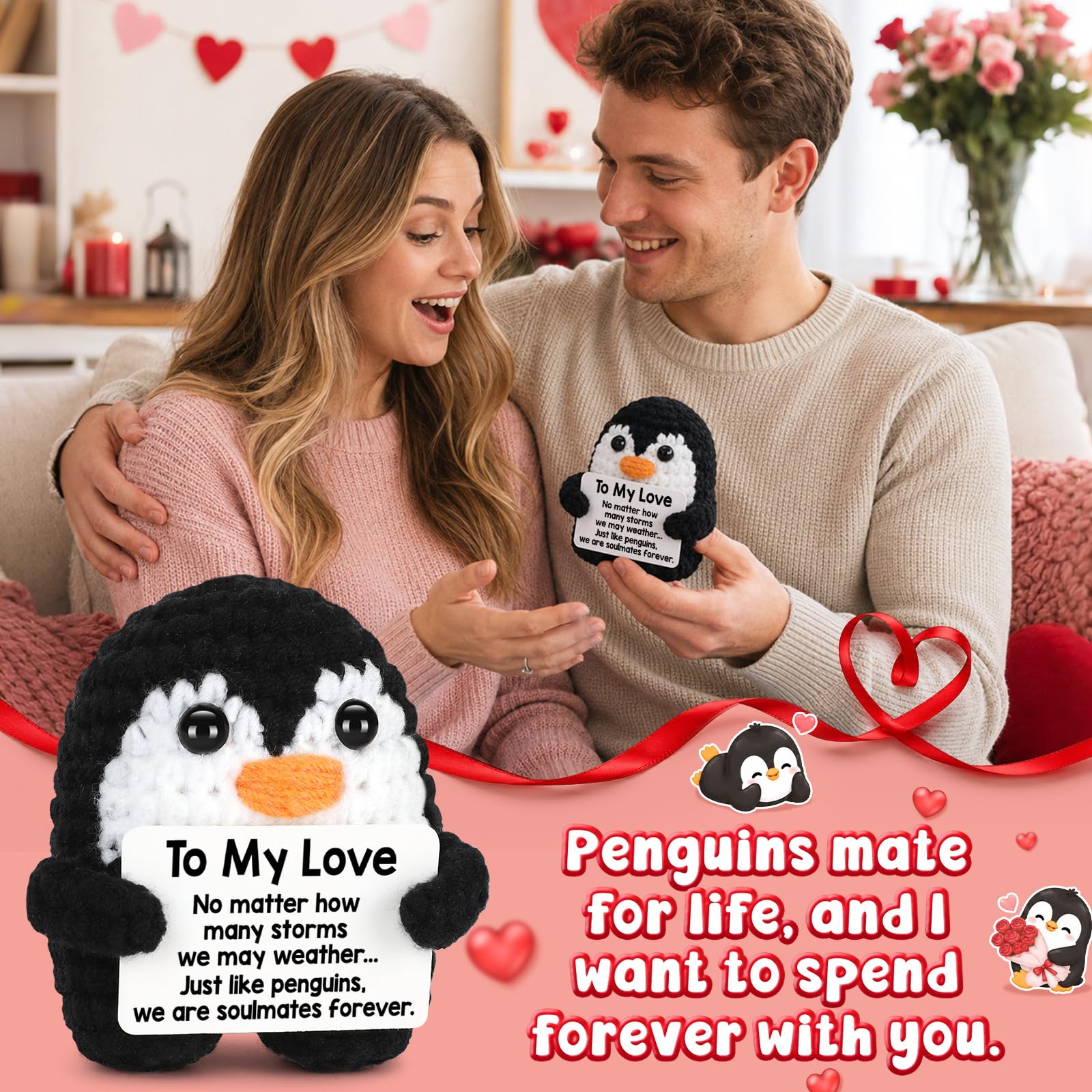 Regalos para él, su novio, novia, To My Love hecho a mano, mini pingüino, aniversario, regalos de cumpleaños para mujeres y hombres, románticos regalos de San Valentín I Love You para esposa, marido 6