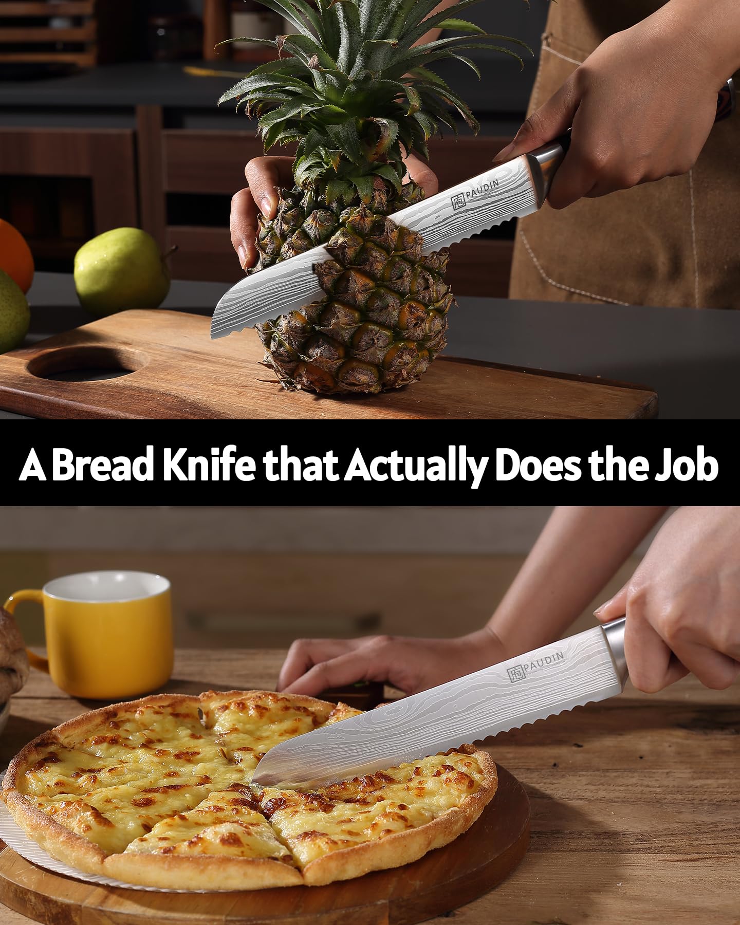 PAUDIN Bread Knife - 8" Serrated for Fresh Bread -6 PAUDIN Bread Knife - 8" Serrated for Fresh Bread -6