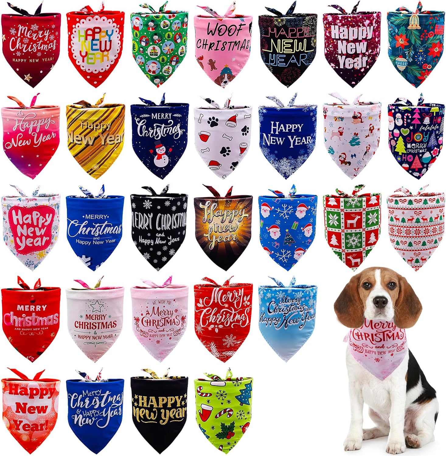 Pai Sence 30 Pcs Christmas Dog Bandanas Bulk for Medium
