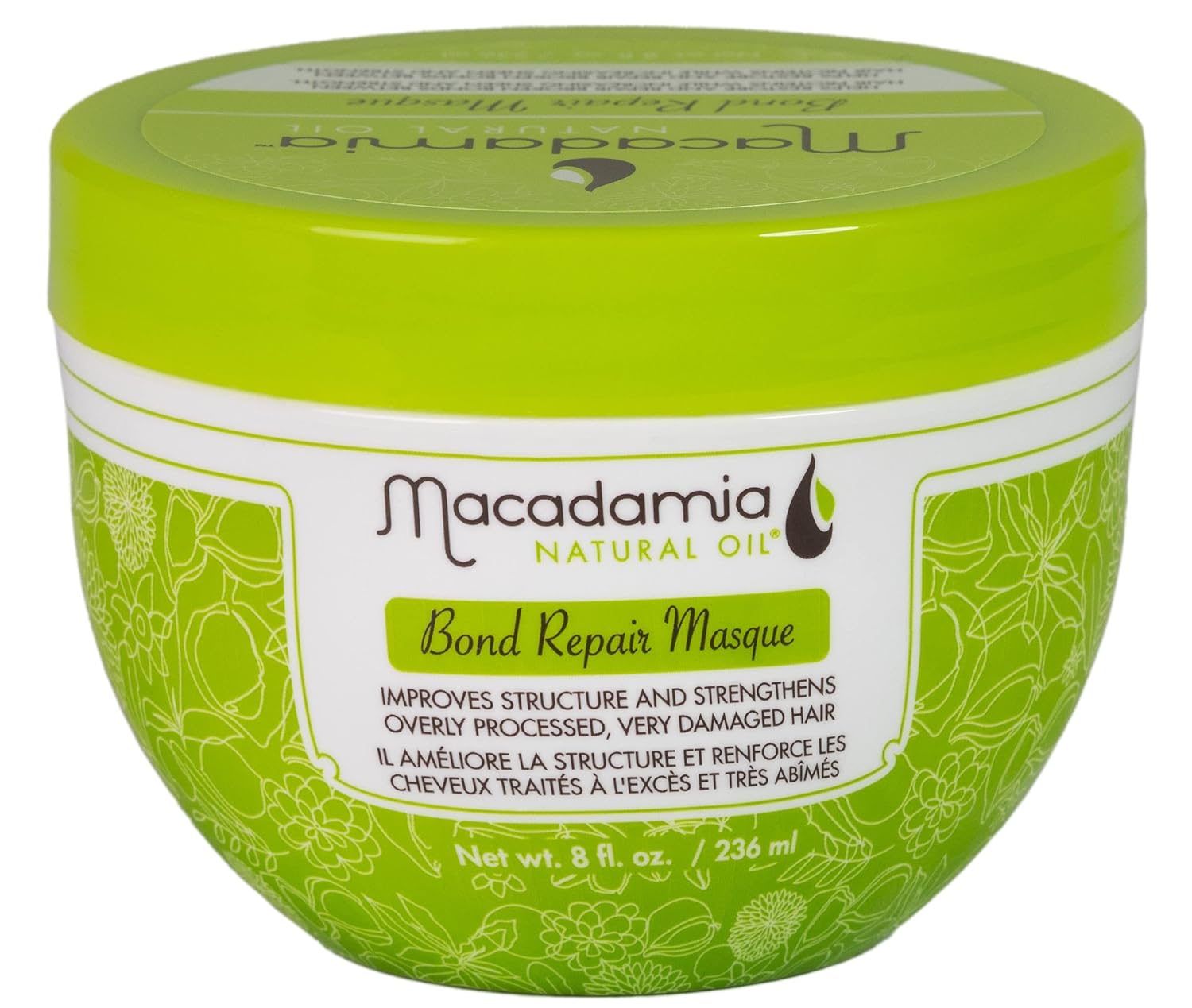 Macadamia Natural Oil Bond Repair Masque, 8 Fluid Ounces - Helps Revive and Strengthen Overly Processed, Damaged Hair with Fermented Aminoacids, Argan Oil, Sunflower Oil