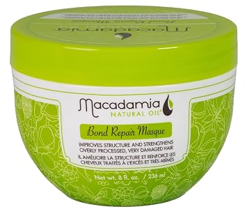 Macadamia Natural Oil Bond Repair Masque, 8 Fluid Ounces - Helps Revive and Strengthen Overly Processed, Damaged Hair with Fermented Aminoacids, Argan Oil, Sunflower Oil