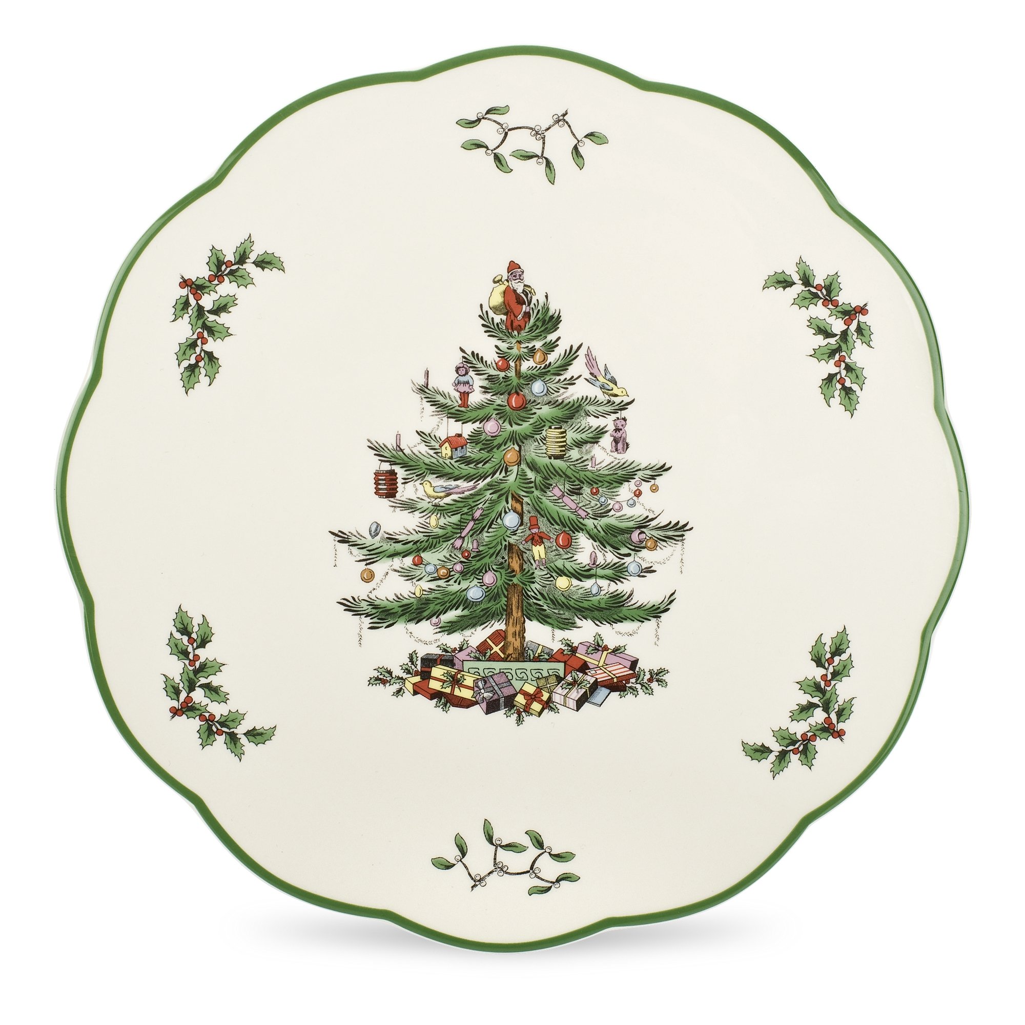 Spode Red, Green, Gold, Silver Christmas Tree Cheese Board/Trivet