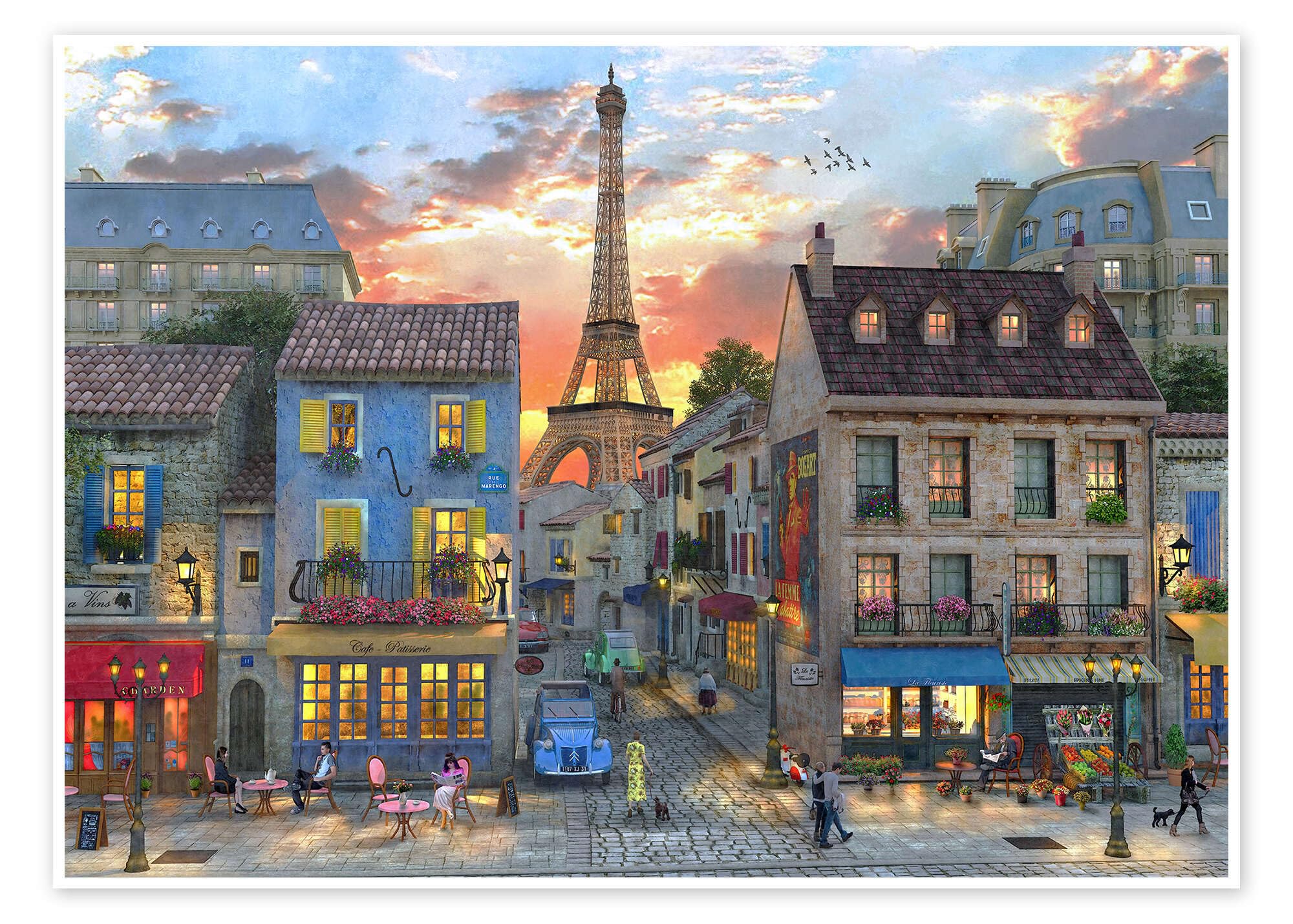 Posterlounge Vie di Parigi Poster | 70 x 50 cm di Dominic Davison Quadri Decorazione per pareti