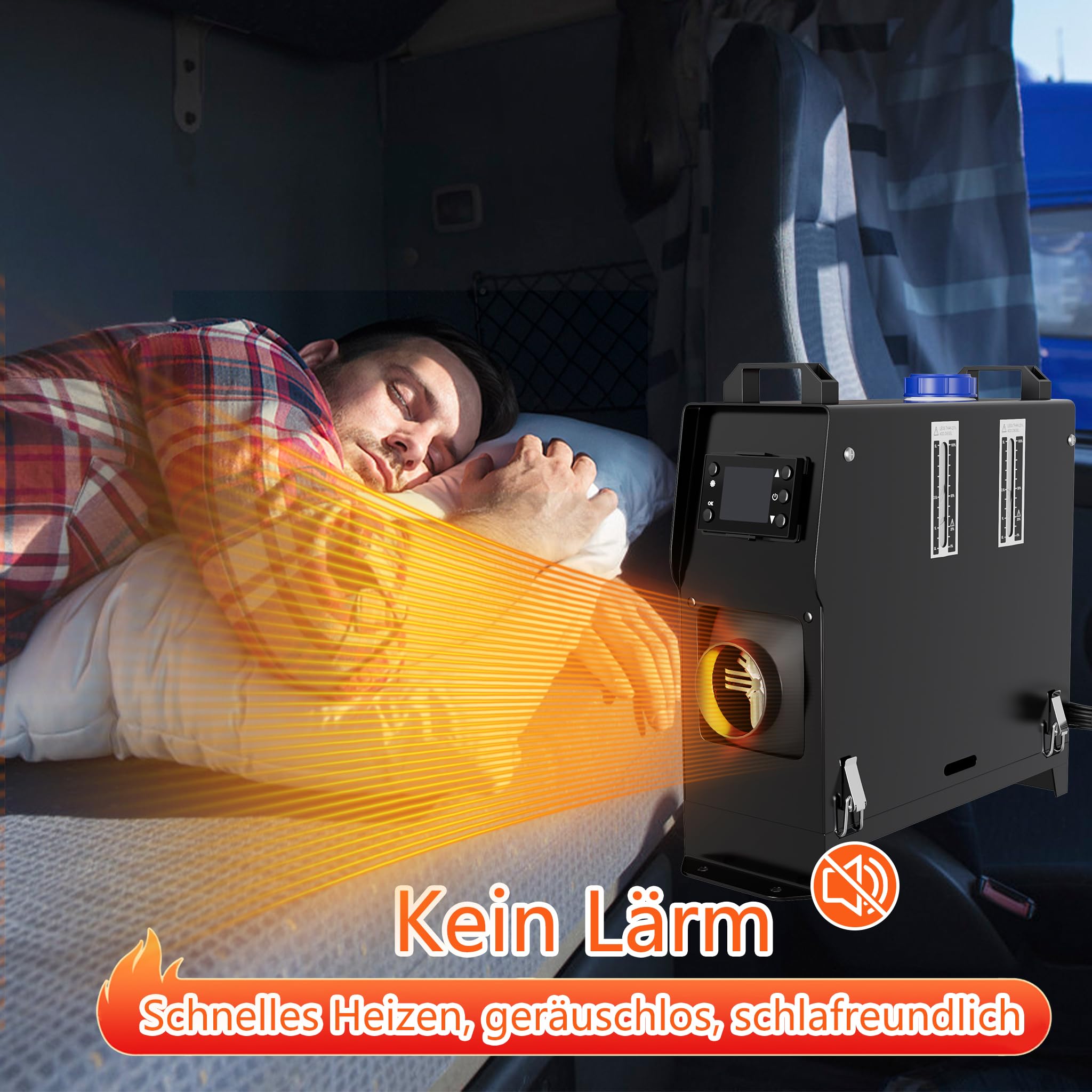 Chauffage auxiliaire 8 kW 12 V - Chauffage diesel - Chauffage diesel - Avec télécommande et écran LCD - Pour voiture, camion, camping-car - Noir et noir - LCD