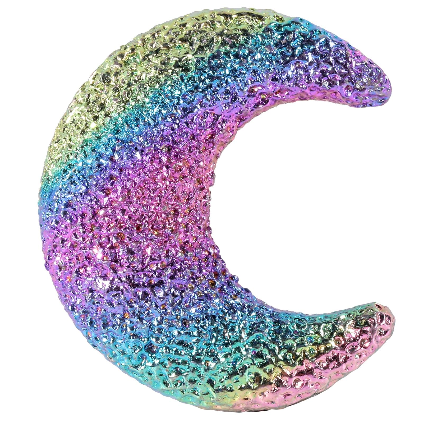 RockcloudMoon Shape Rainbow Bismuth Ore Reiki Healing Crystal Stone Rock Mineral Specimen Collection Ornament for Home Office Decoration