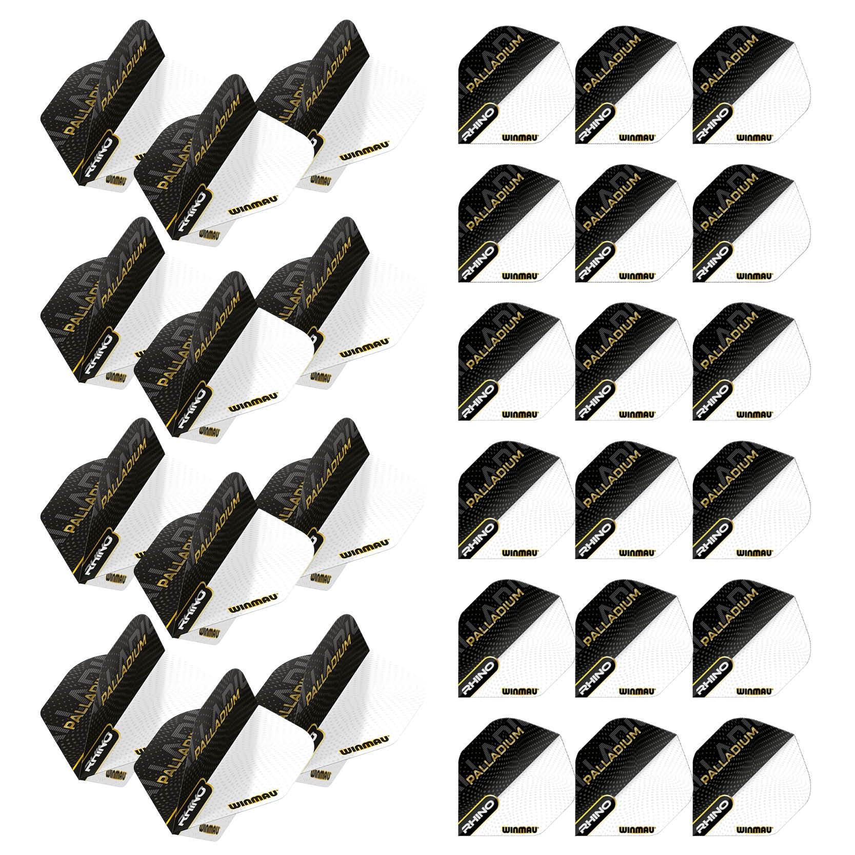 WINMAU Rhino Palladium Black Design Extra Thick Dart Flights - 10 sets per pack (30 dart flights in total)
