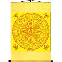 Scroll mural,Chinese Art Scroll Painting, Landscape Scrolls,Prints Canvas Scroll Paintings Style Five Direction Buddhas Wall Art Hanging Silk Scroll Painting,Size1224Inch,ColorMantra Mahapratisara