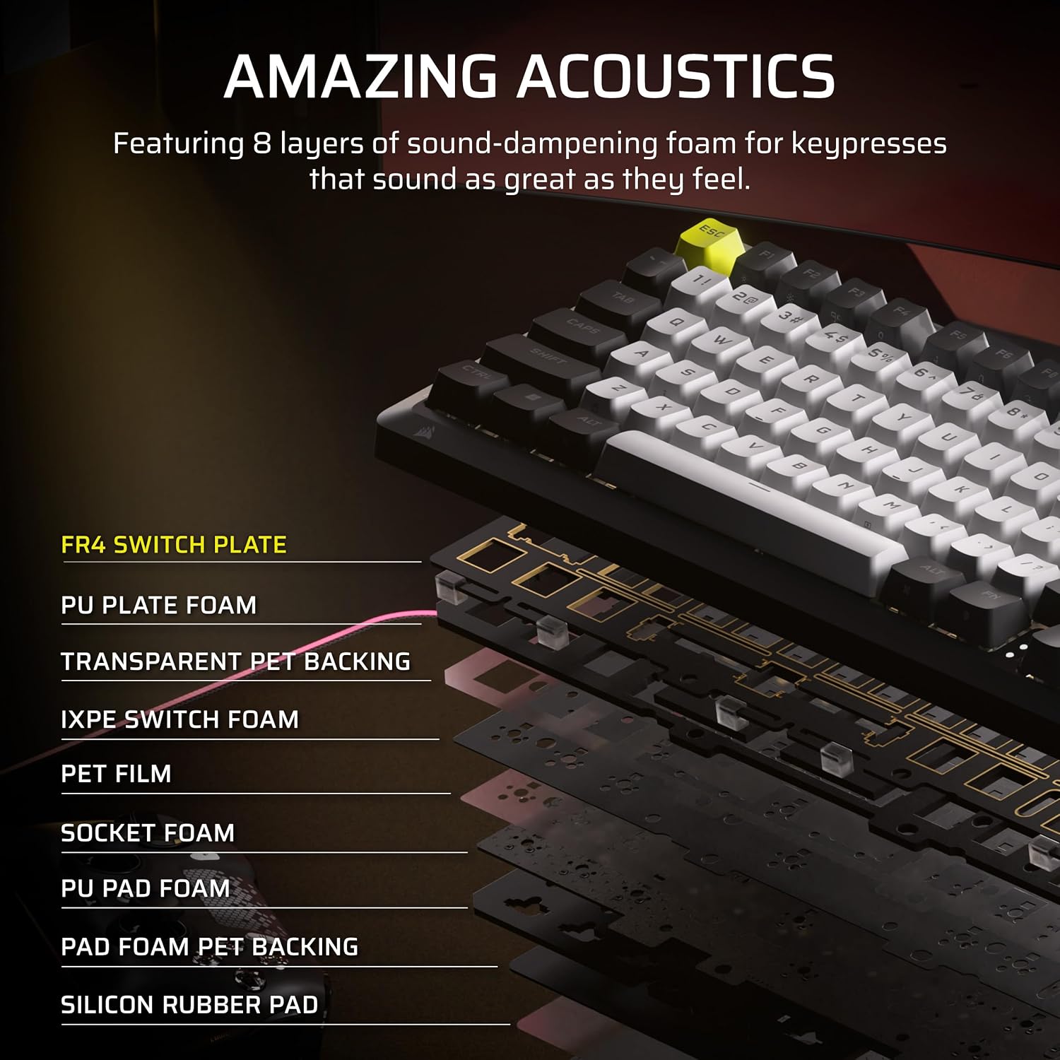 Corsair MAKR PRO 75 Hall Effect DIY Wired Magnetic Mechanical Gaming Keyboard – 75% Layout, MGX Hyperdrive Switches, Dual Actuation, Rapid Trigger, FlashTap SOCD, 8,000Hz, US Layout – Black